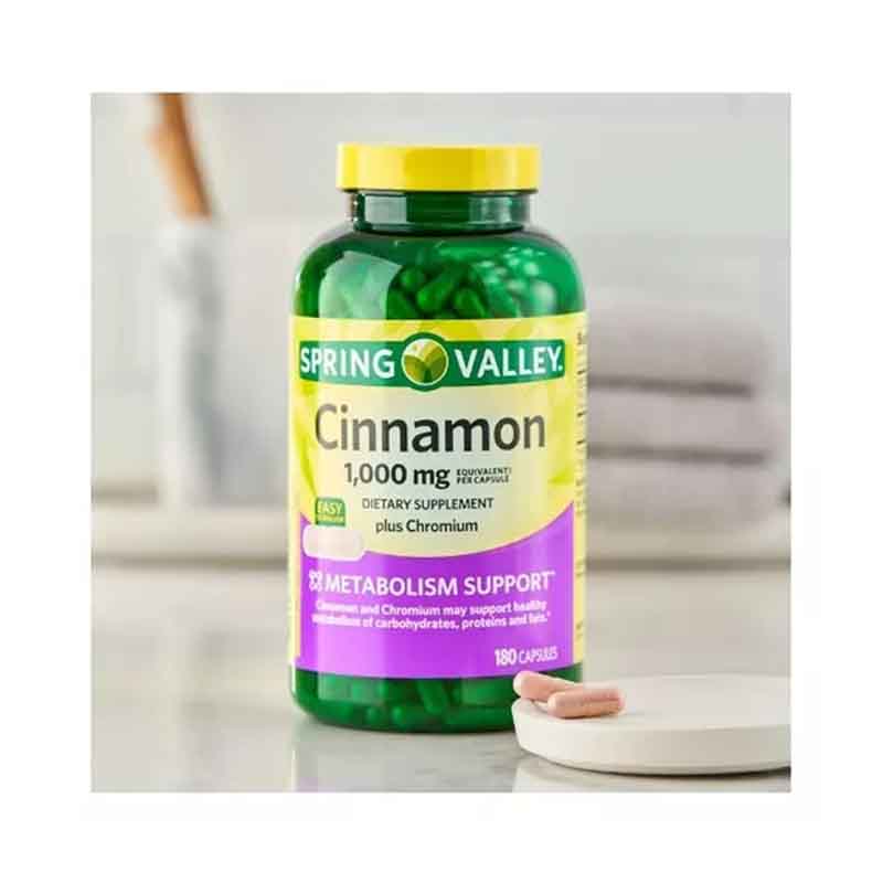 Canela 1000mg Spring Valley + Cromo 400mg con 180 tabletas