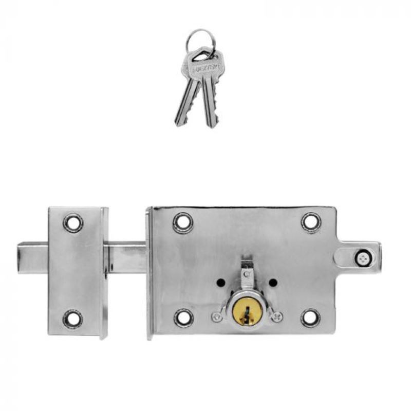 Cerradura Chapa de Pasador o Barra Cromado Derecha Llave Sencilla Dexter