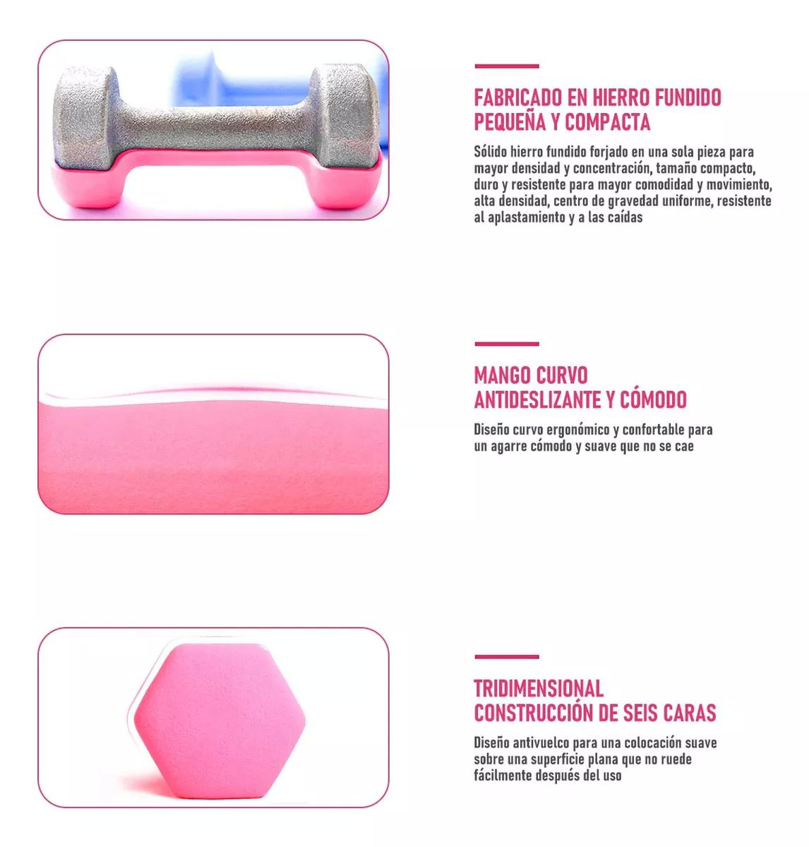 Par Mancuernas De 2 Kilos Rosa Ejercicio Pilates Yoga Gym