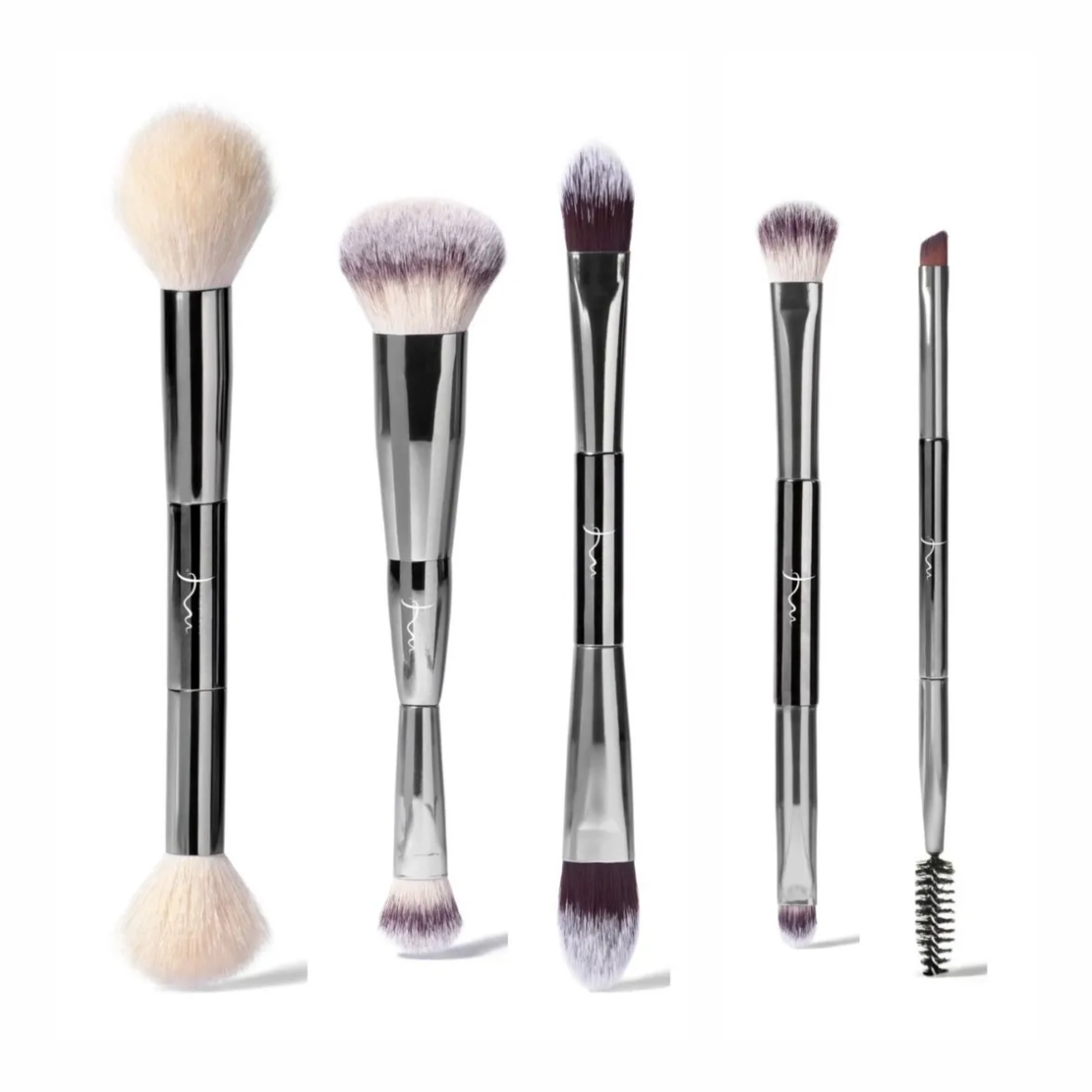 Set de Brochas Doble punta SILVER DUO PROFESIONALES para Maquillaje Marifer Linea DUO + Valor aragonmx