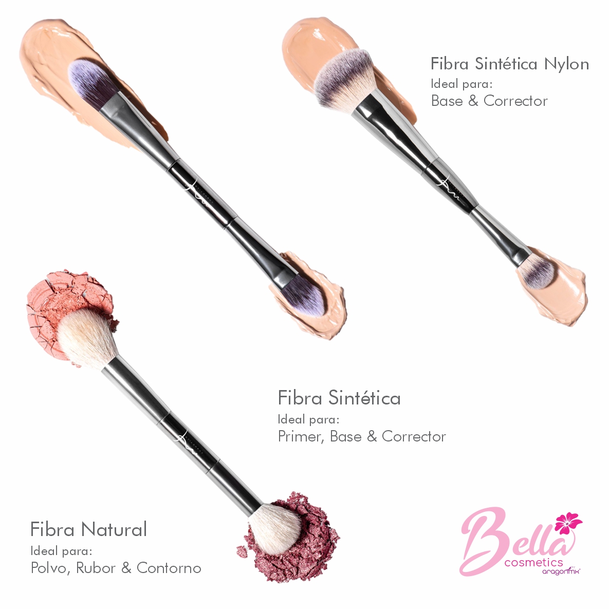 Set de Brochas Doble punta SILVER DUO PROFESIONALES para Maquillaje Marifer Linea DUO + Valor aragonmx