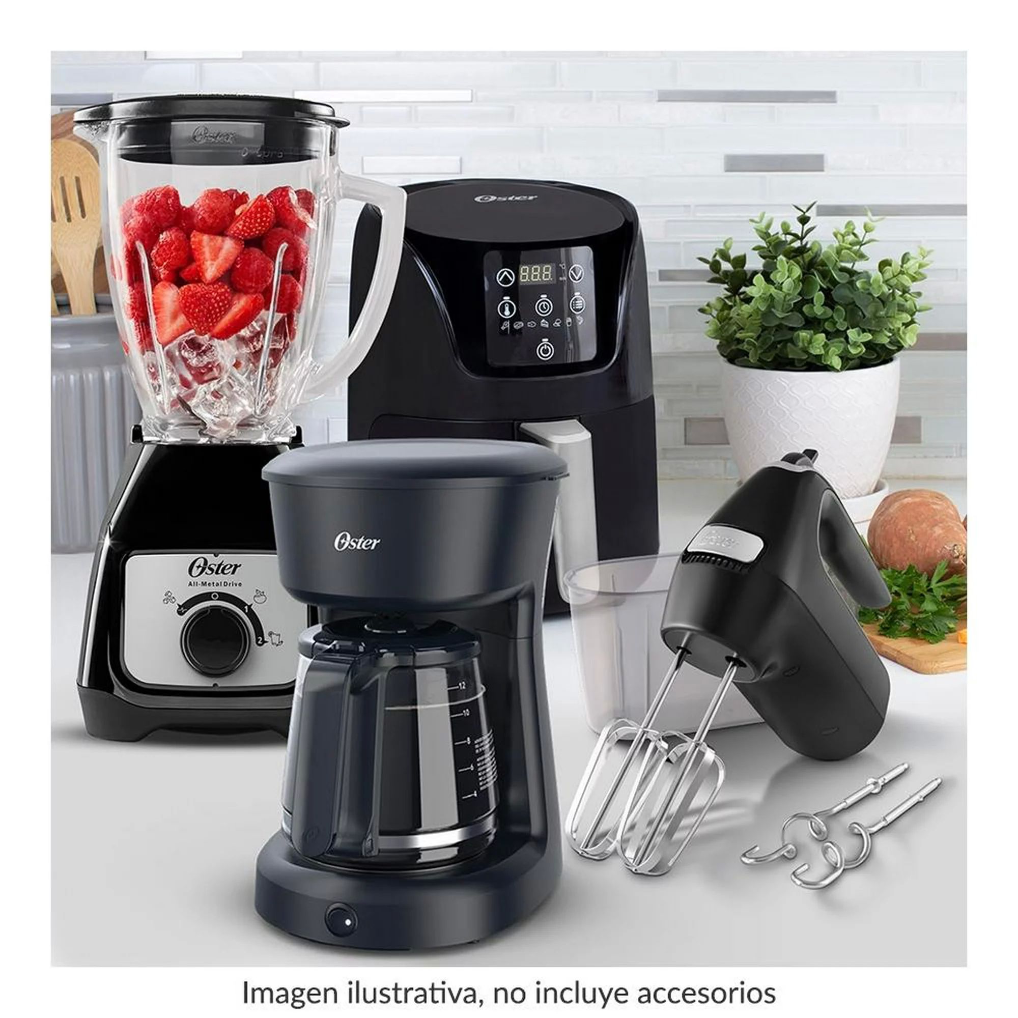Combo oster 4 elementos,licuadora,freidora de aire,cafetera y batidora