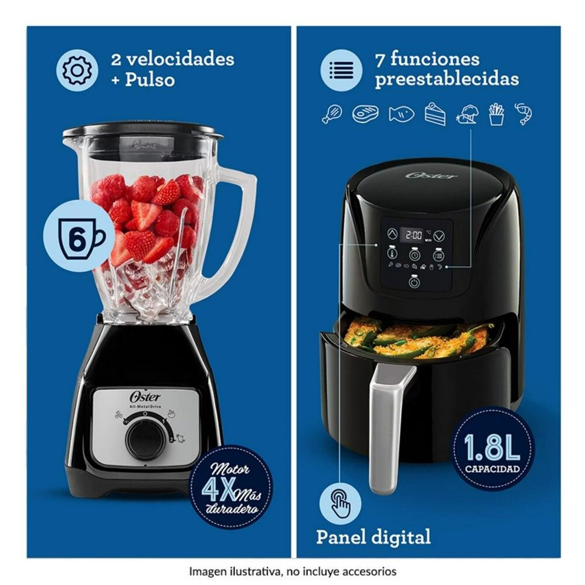 Combo oster 4 elementos,licuadora,freidora de aire,cafetera y batidora