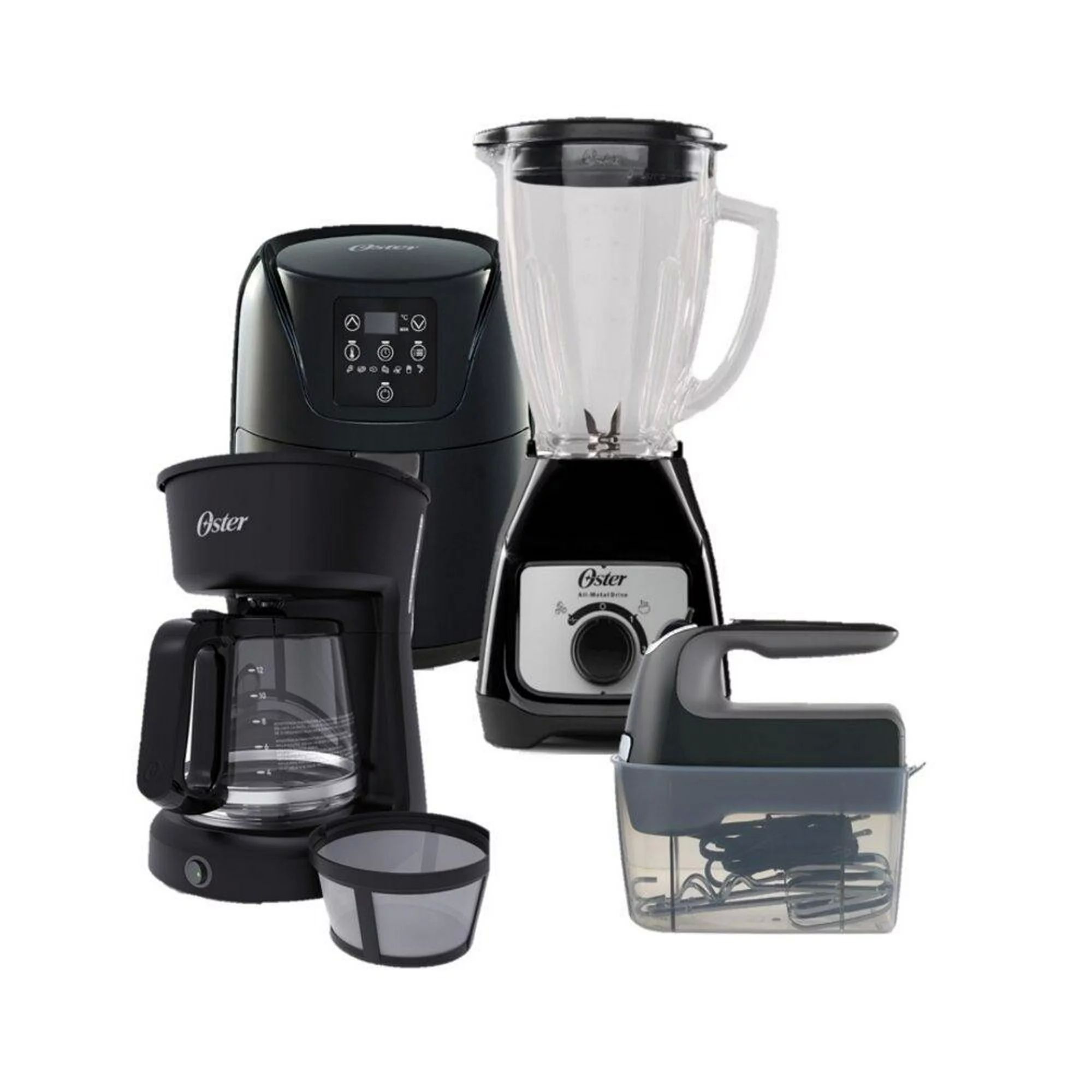 Combo oster 4 elementos,licuadora,freidora de aire,cafetera y batidora