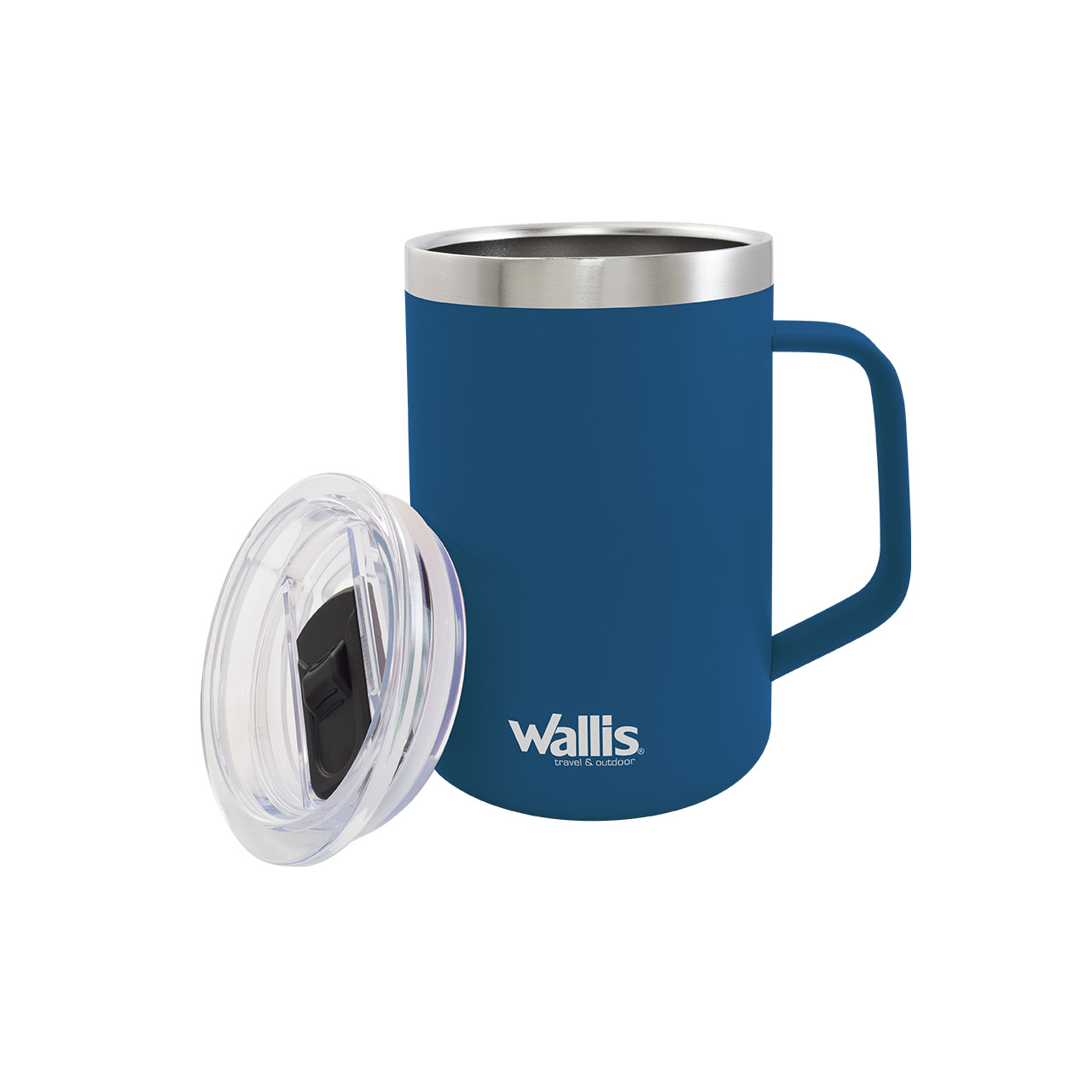 Taza térmica con protector deslizante, 420 ml, azul indigo mate
