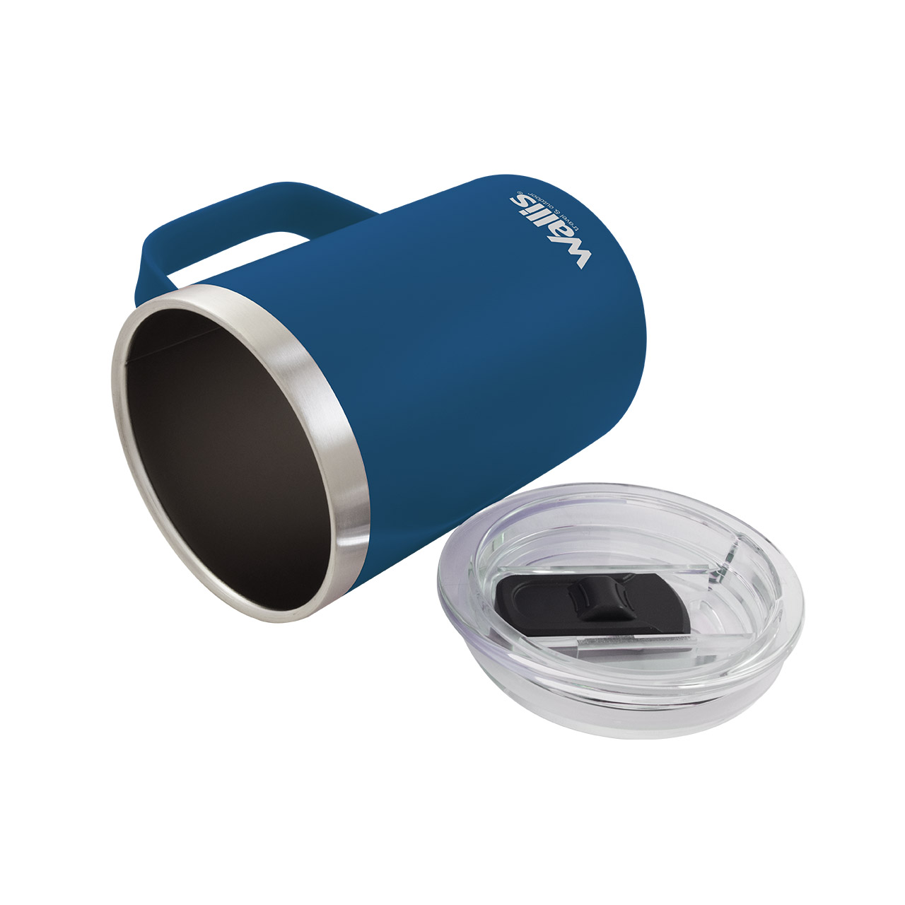 Taza térmica con protector deslizante, 420 ml, azul indigo mate