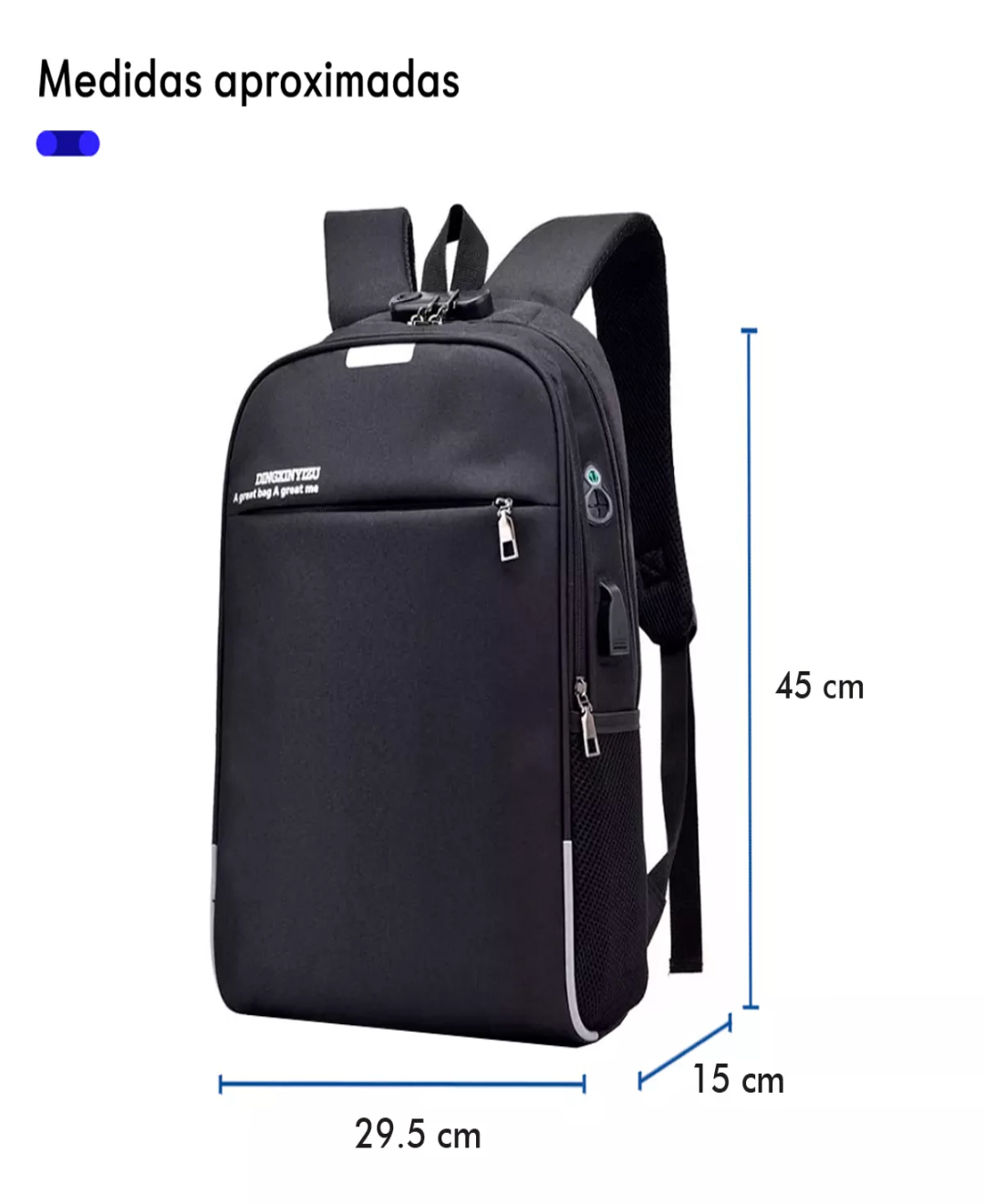 Mochila Antirrobo Puerto Usb Y Audífonos Impermeable
