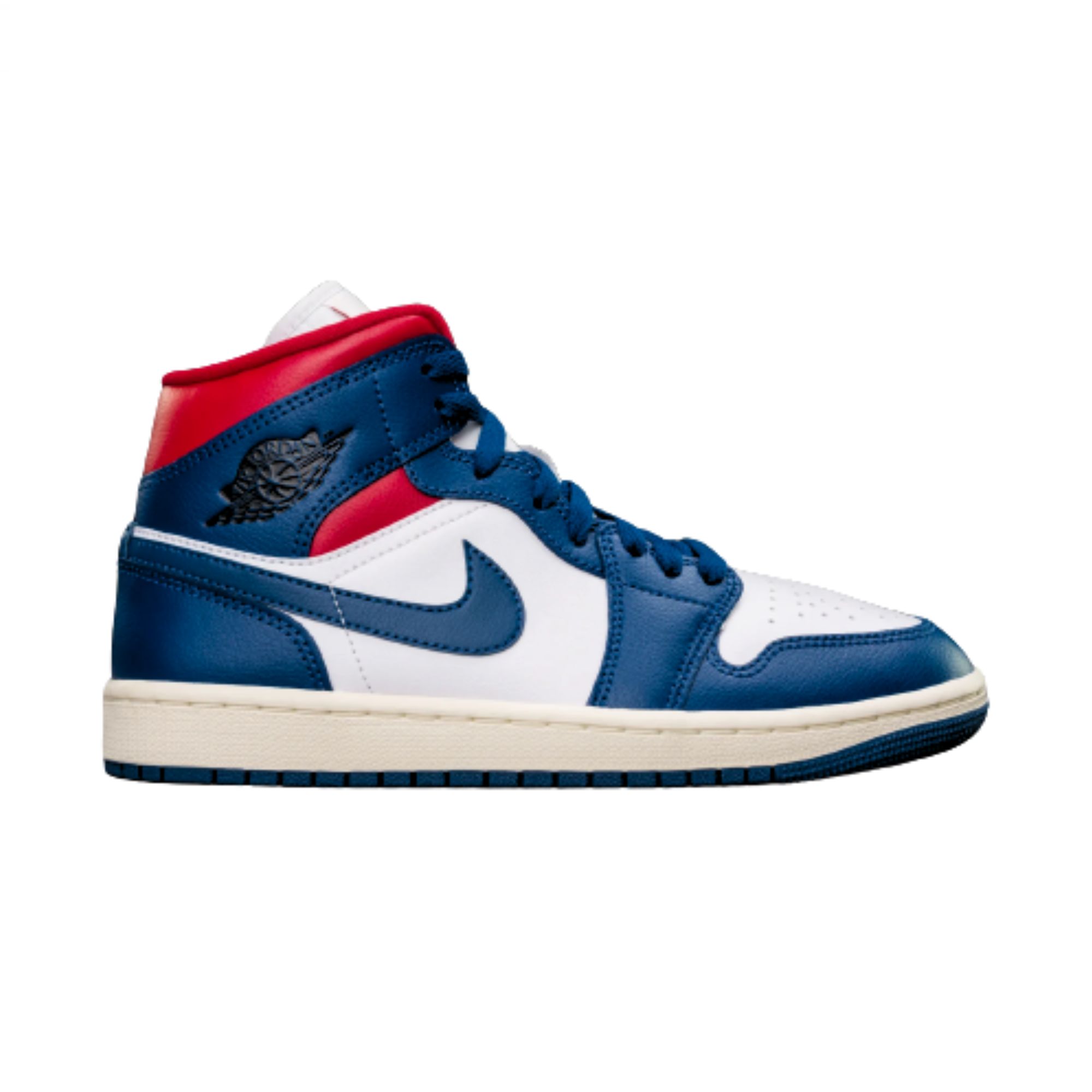 Tenis Nike Air Jordan 1 Mid French Blue Azul con Rojo Blanco Dama Originales BQ6472146