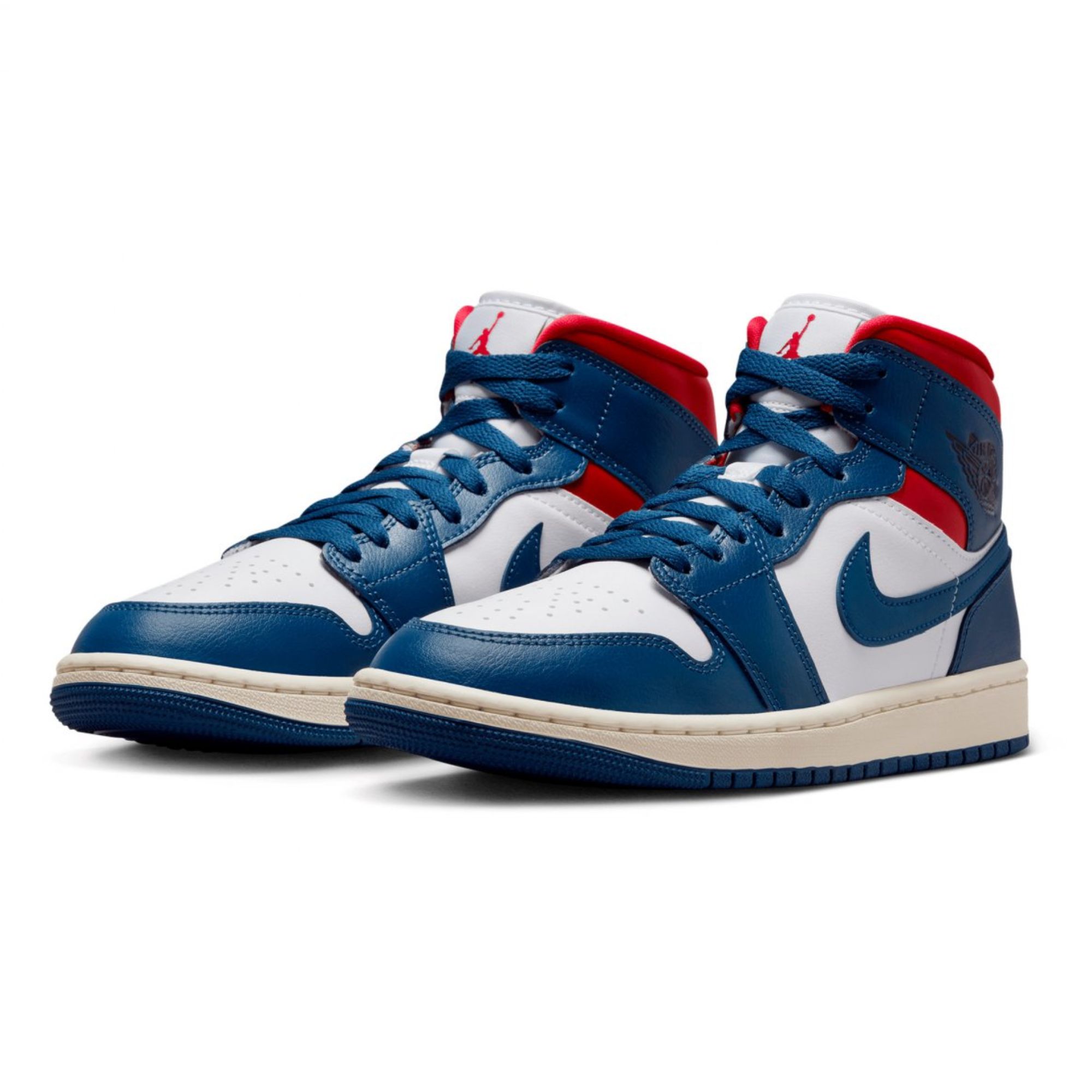 Tenis Nike Air Jordan 1 Mid French Blue Azul con Rojo Blanco Dama Originales BQ6472146