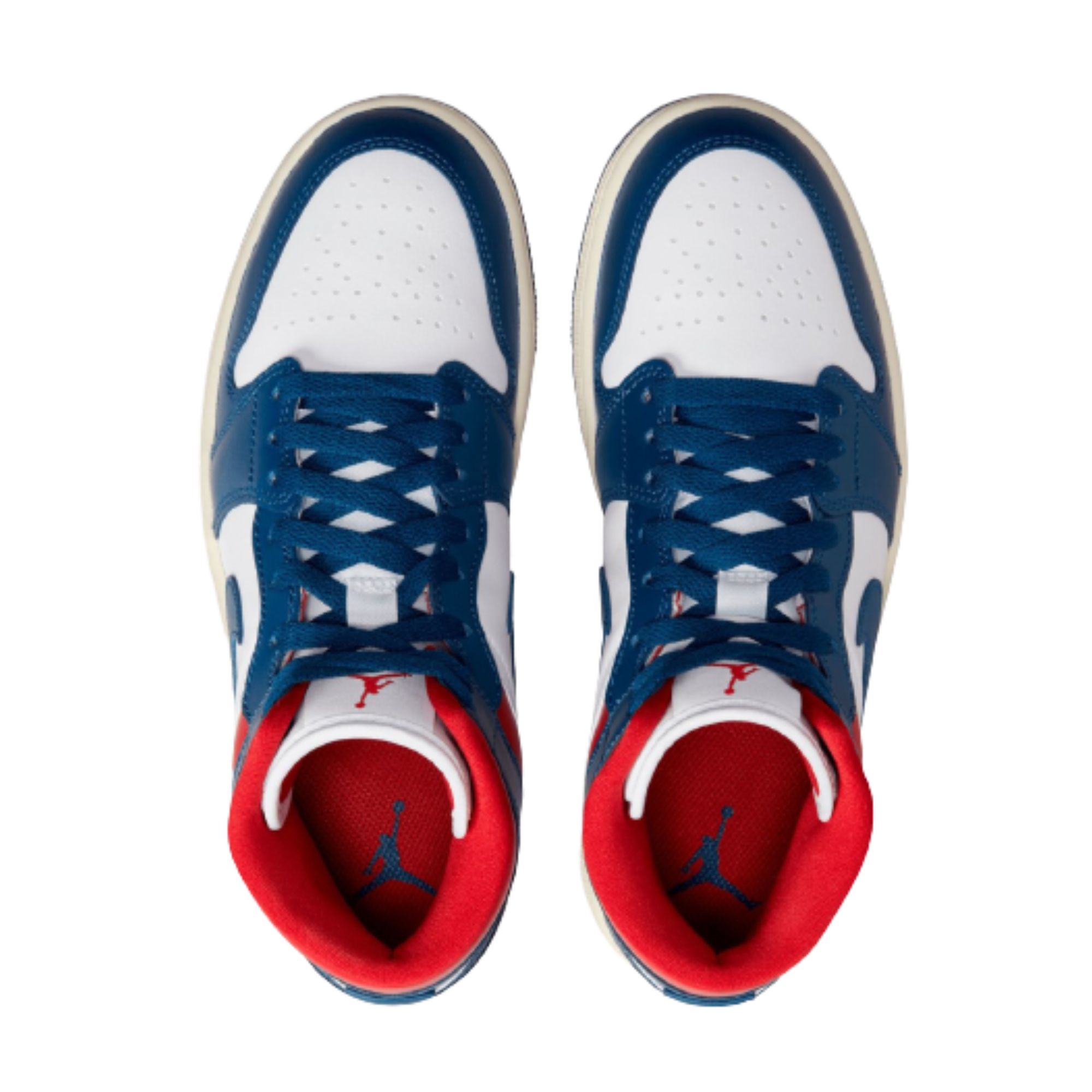 Tenis Nike Air Jordan 1 Mid French Blue Azul con Rojo Blanco Dama Originales BQ6472146