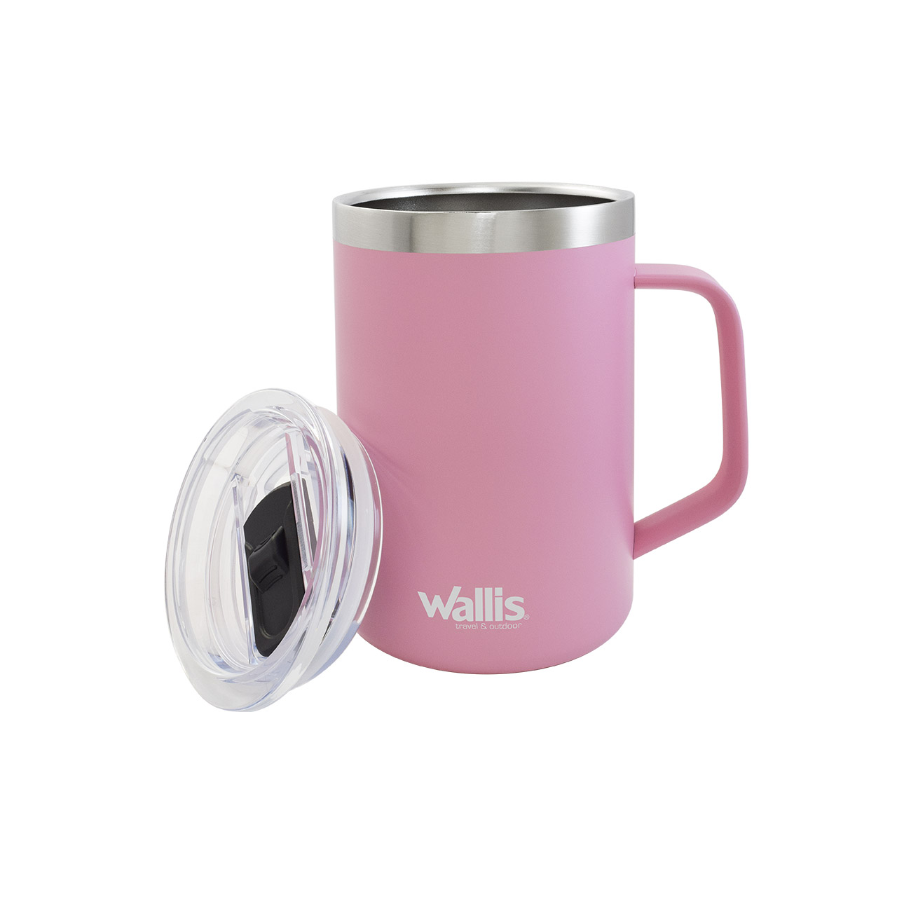Taza térmica con protector deslizante, 420 ml, rosa mate