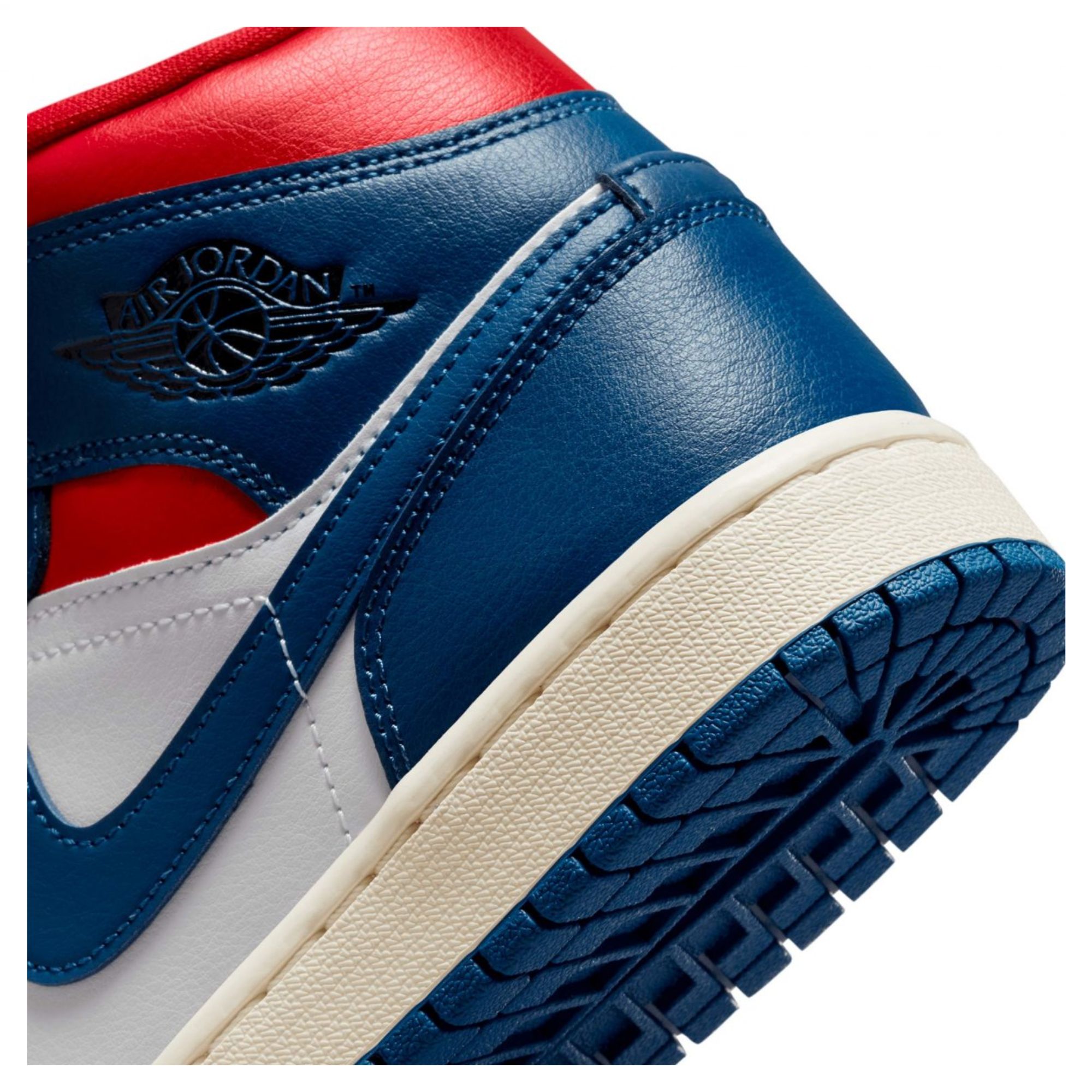 Tenis Nike Air Jordan 1 Mid French Blue Azul con Rojo Blanco Dama Originales BQ6472146