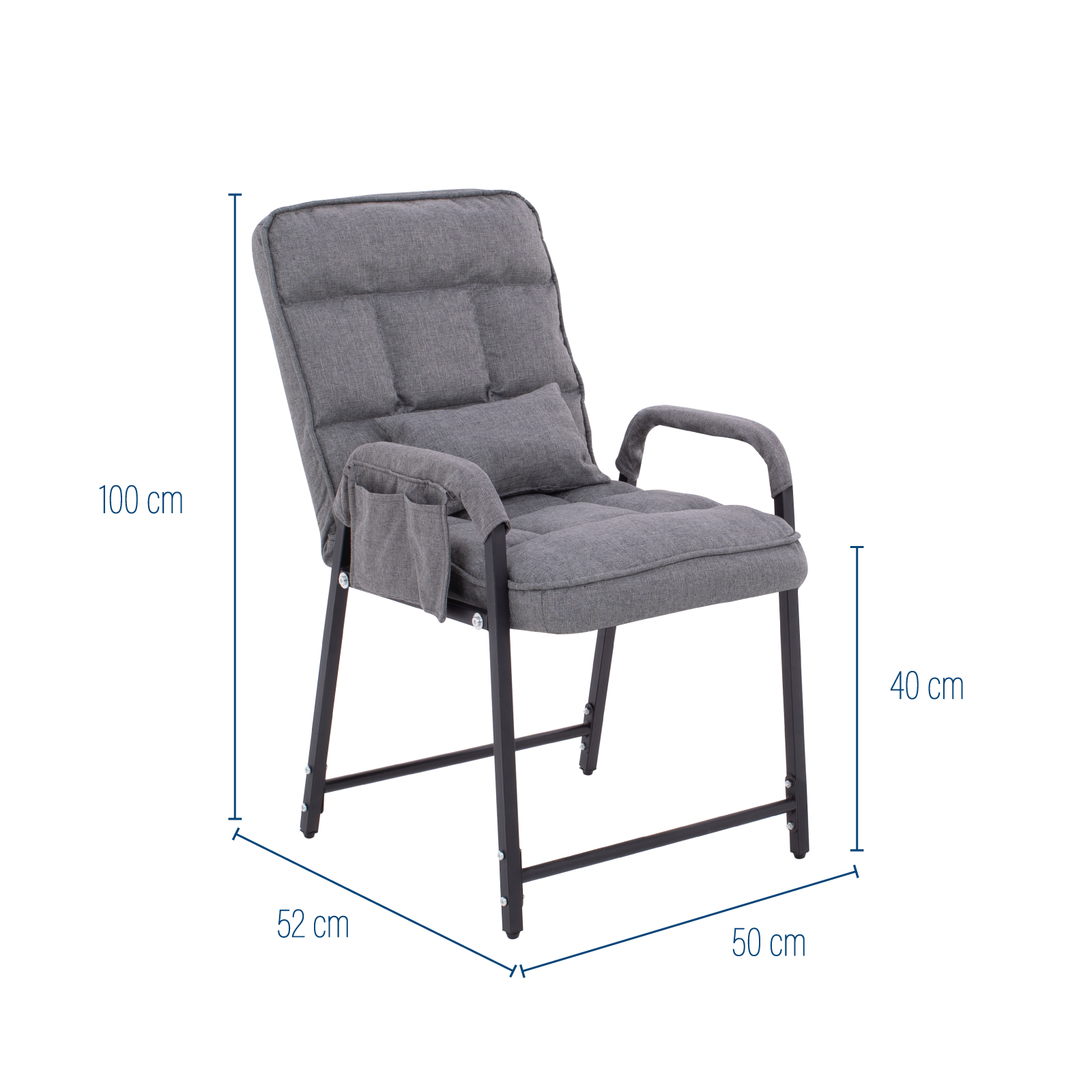Sillon Reclinable con Reposapies, Individual, Respaldo Ajustable, 6 Posiciones, Interior, Exterior, Silla con Otoman, Gris