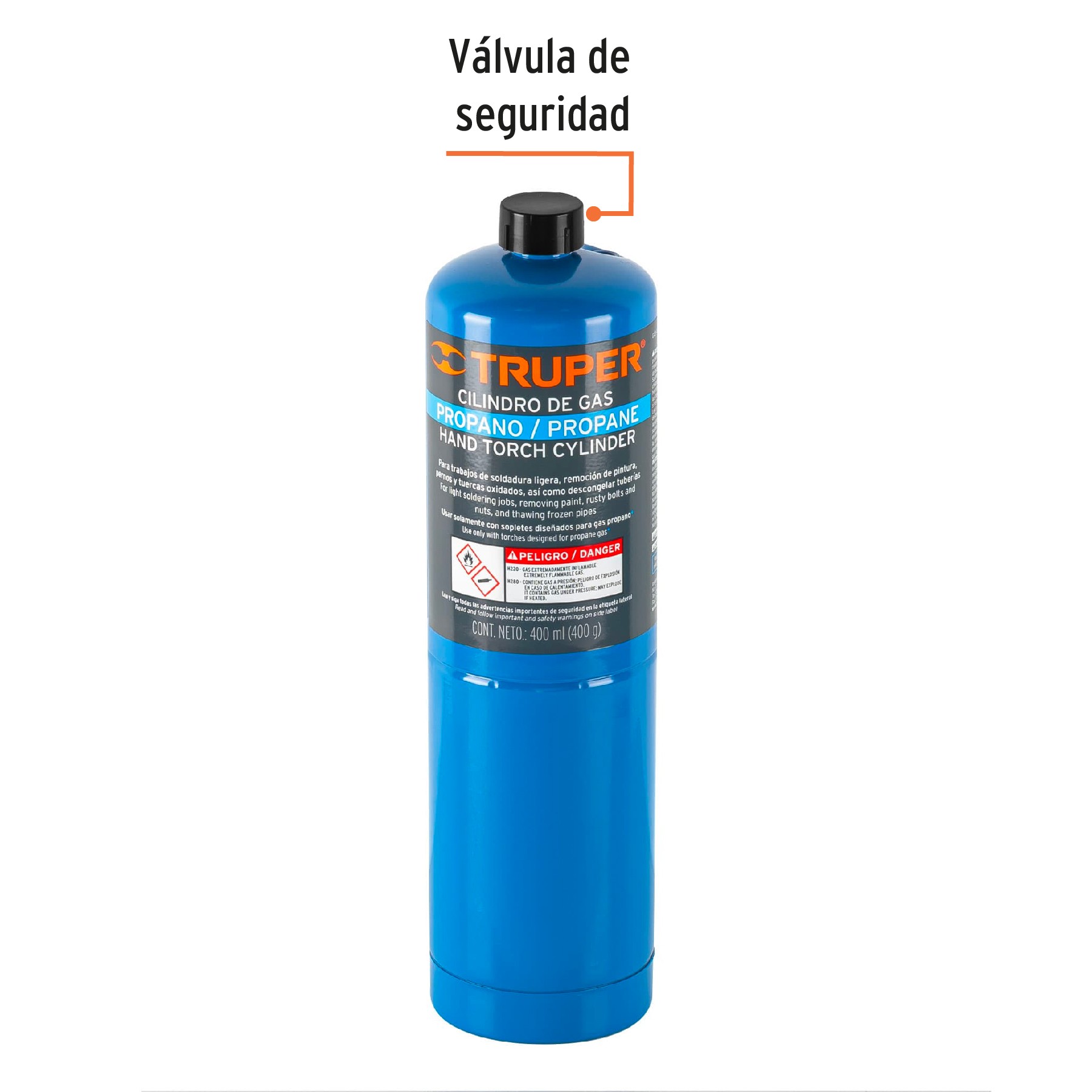 CILINDRO DE GAS PROPANO DE 400 G, AZUL, TRUPER 11913