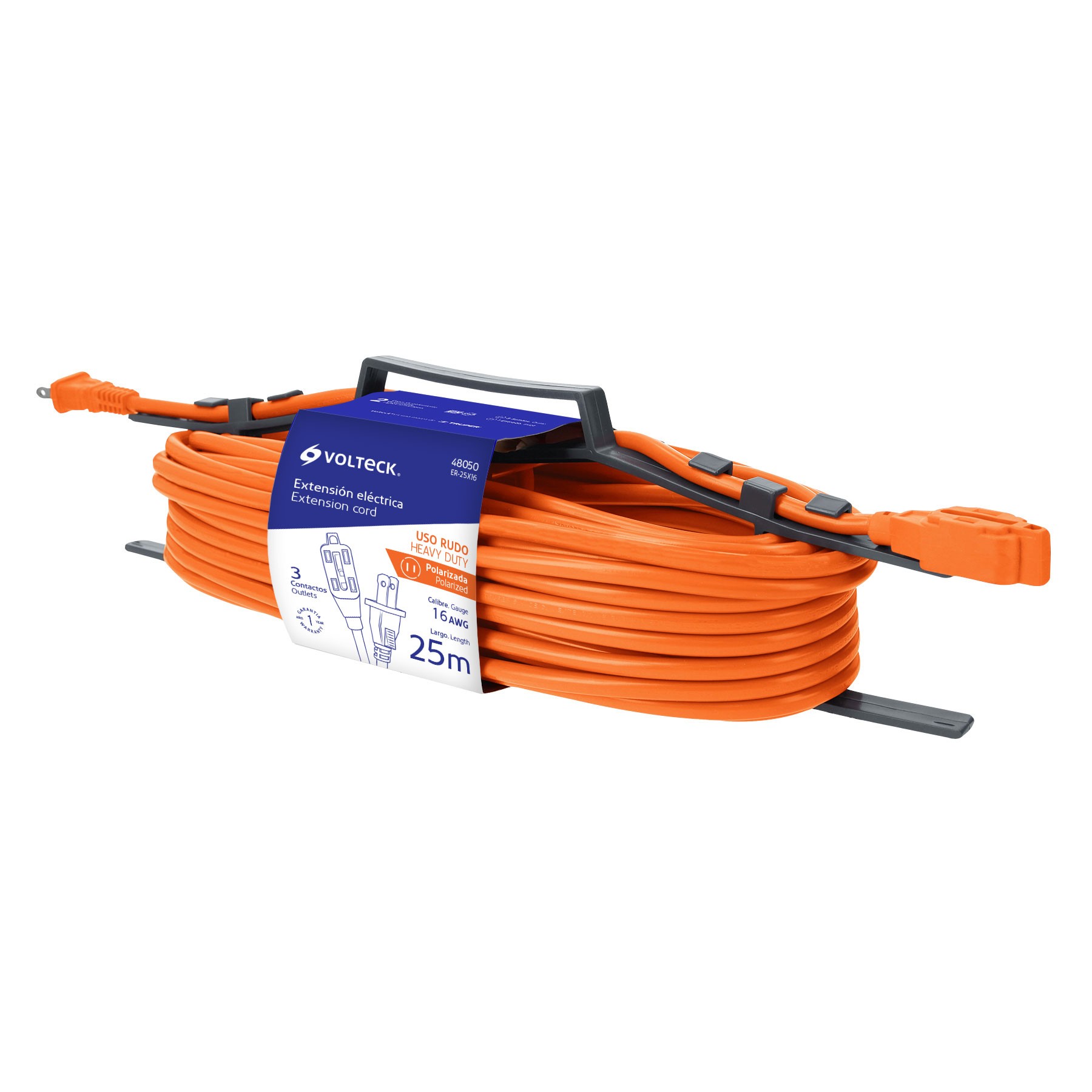 EXTENSIÓN ELÉCTRICA DE USO RUDO 25 M 2X16 AWG, VOLTECK 48050