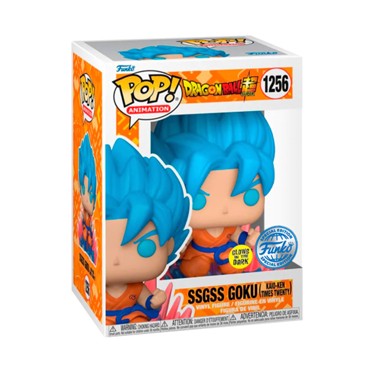 Funko Pop Goku Super Saiyajin Blue KaioKen #1256 Glow Dragon Ball Super Original