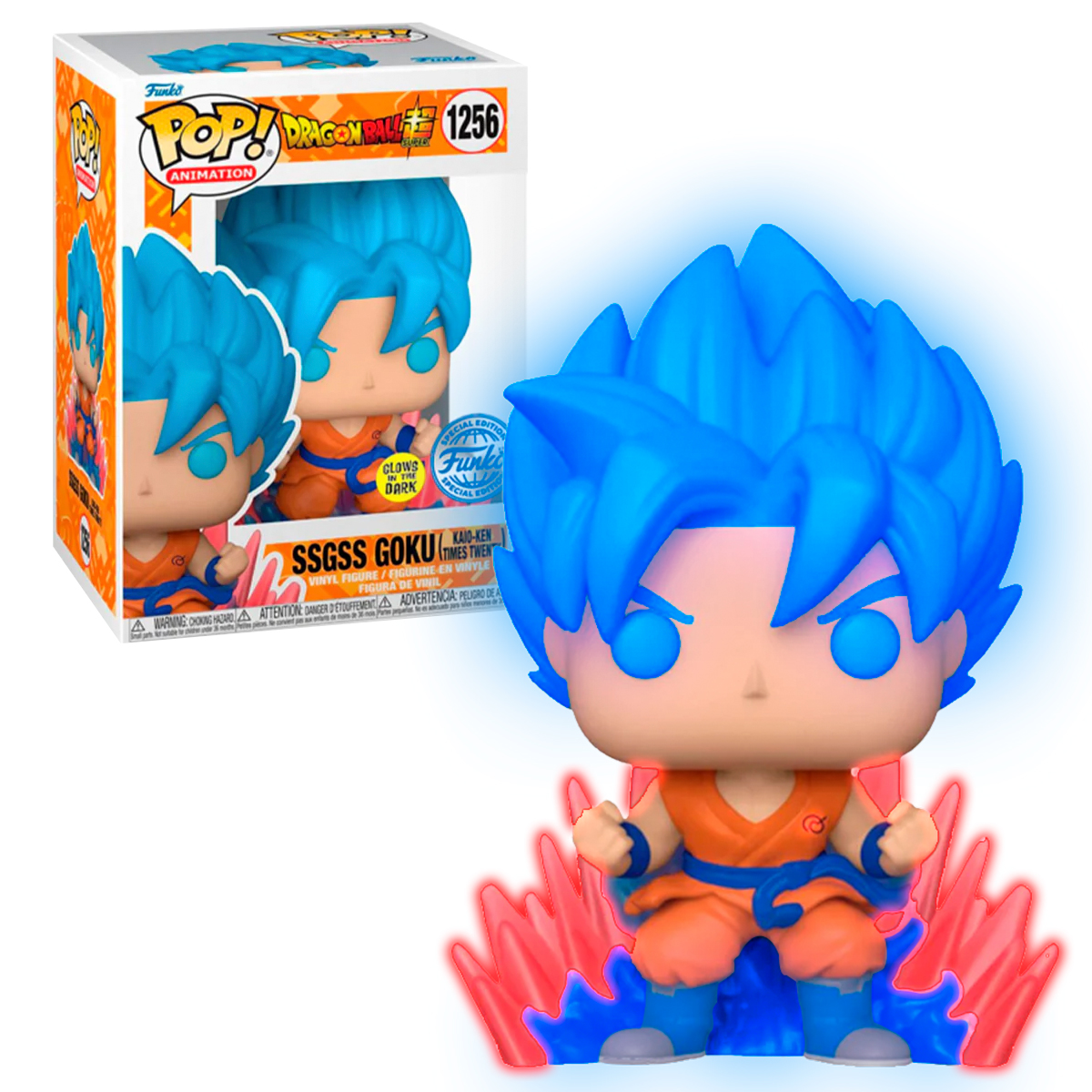 Funko Pop Goku Super Saiyajin Blue KaioKen #1256 Glow Dragon Ball Super Original