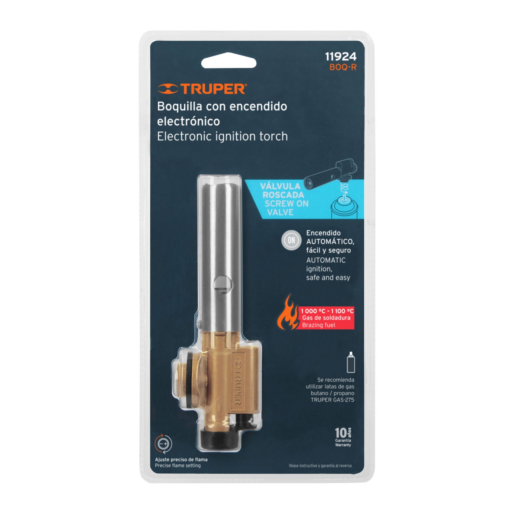 BOQUILLA CON ENCENDIDO ELECTRÓNICO PARA LATA ROSCADA, TRUPER 11924 