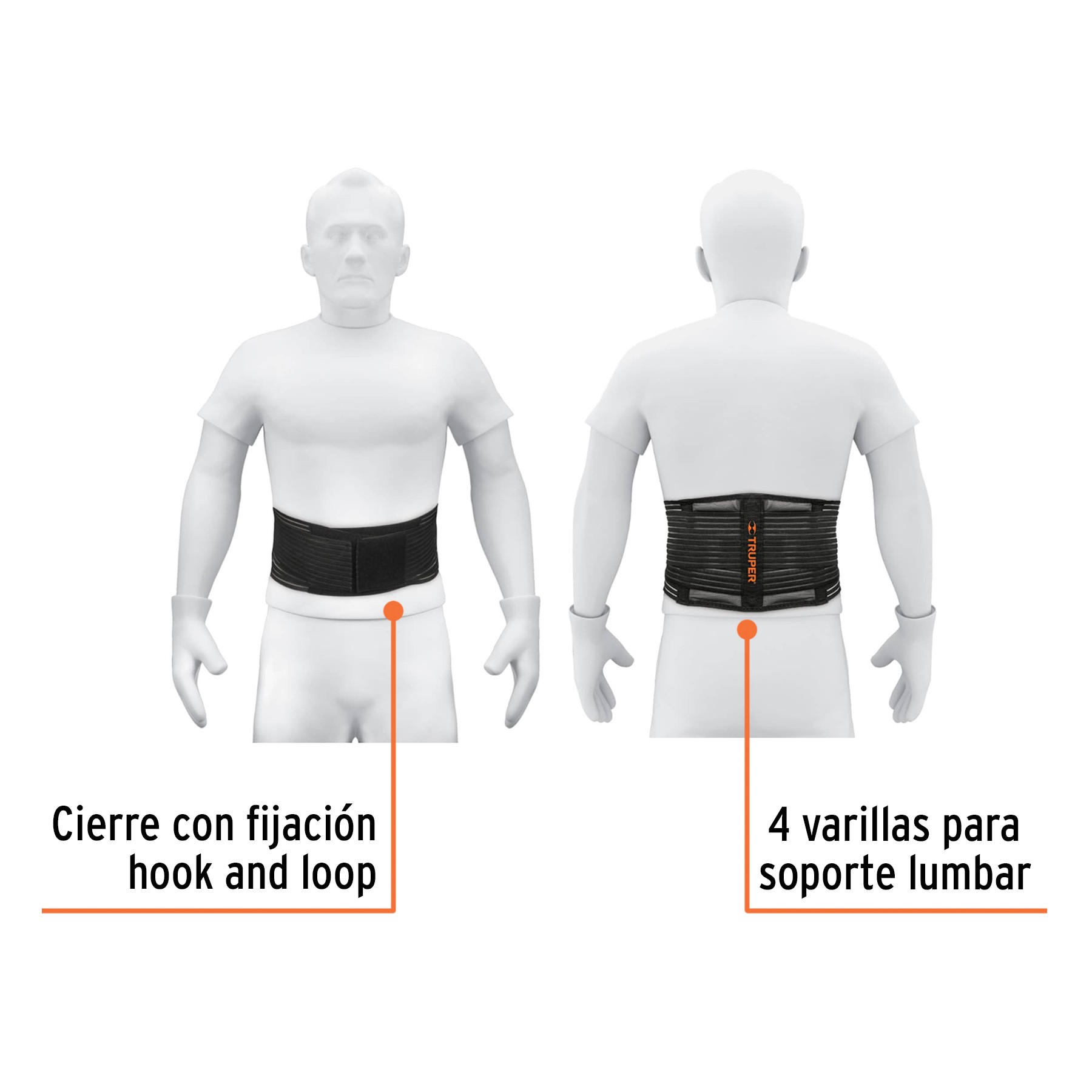 FAJA LUMBAR TIPO CINTURÓN DE MALLA TRANSPIRABLE, M, TRUPER 11961