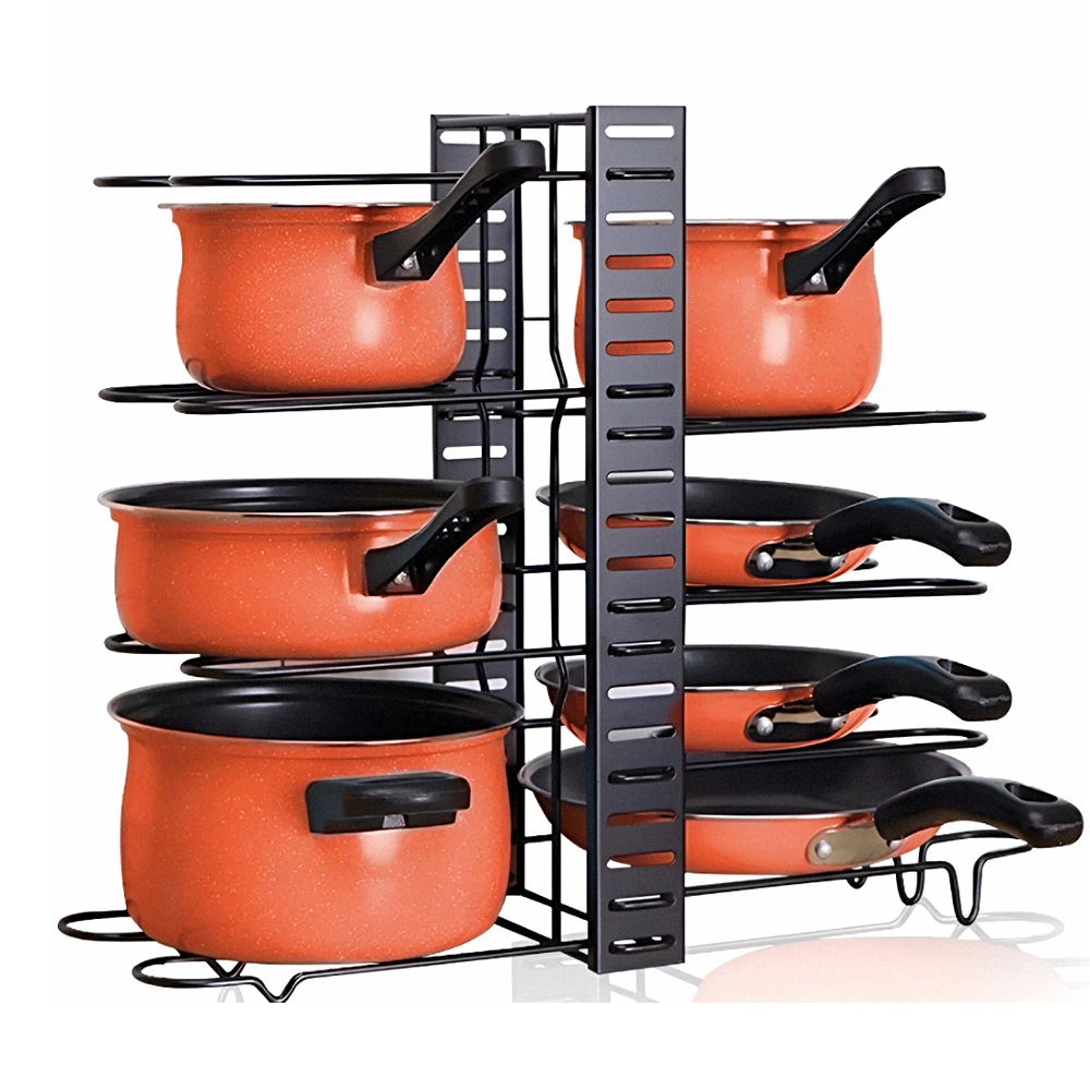 ollas y sartenes organizador de ollas organizador ajustable 8 niveles pan  rack para cocina contador gabinete
