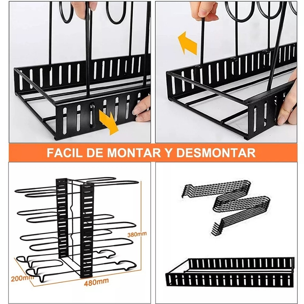 8 Estante Organizador Para Ollas Y Sartenes Ajustable Cocina