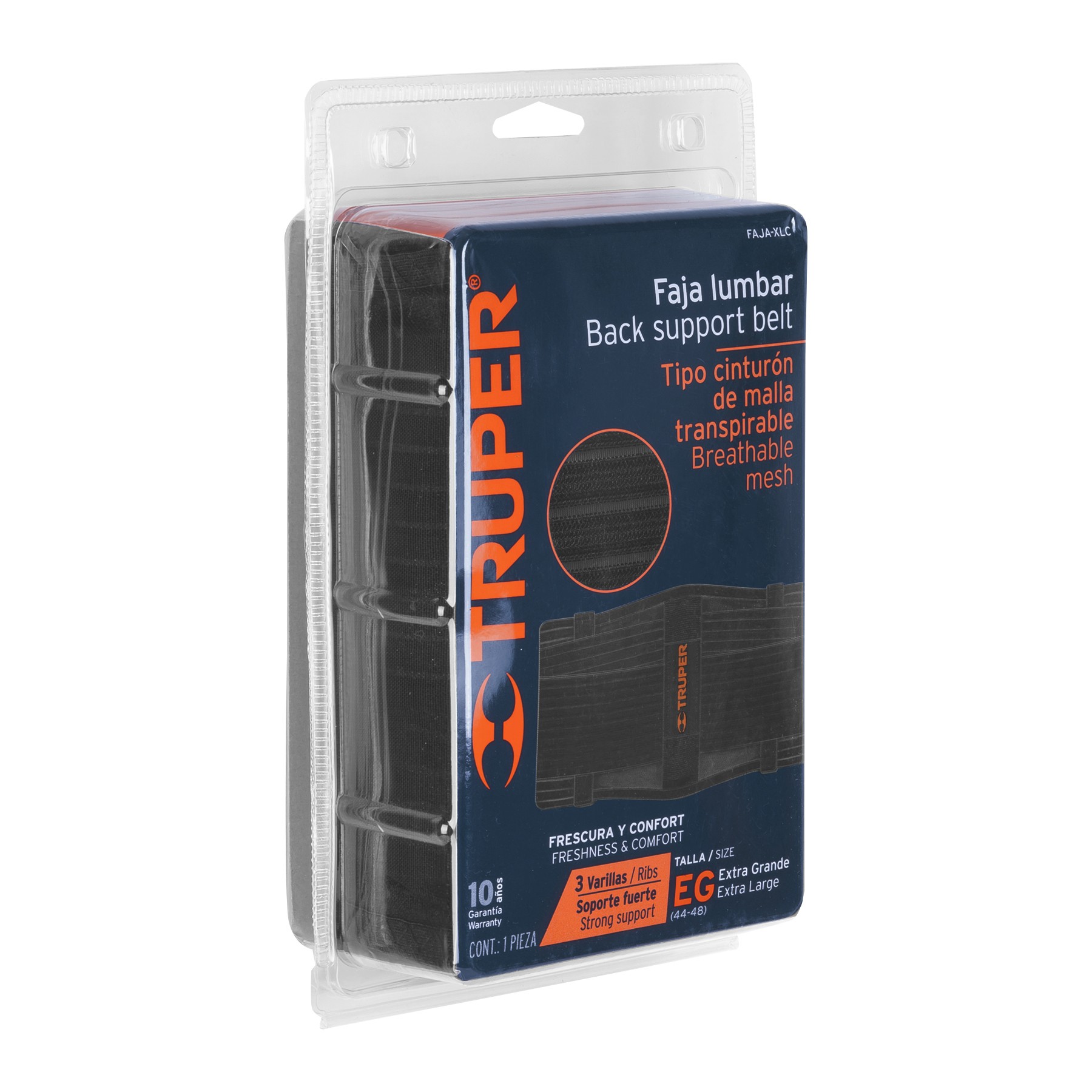 FAJA LUMBAR TIPO CINTURÓN DE MALLA TRANSPIRABLE, XG, TRUPER 11963