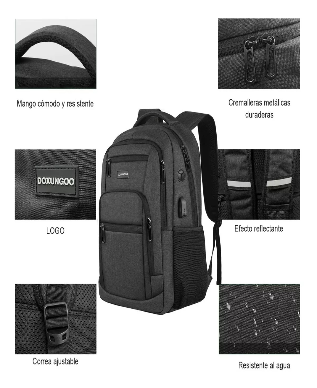 Mochila De Viaje De Negocios Antirrobo Para Portátil Con Puerto De Carga Usb, Resistente Al Agua Para Portátil De 15.6 Pulgadas Y Portátil