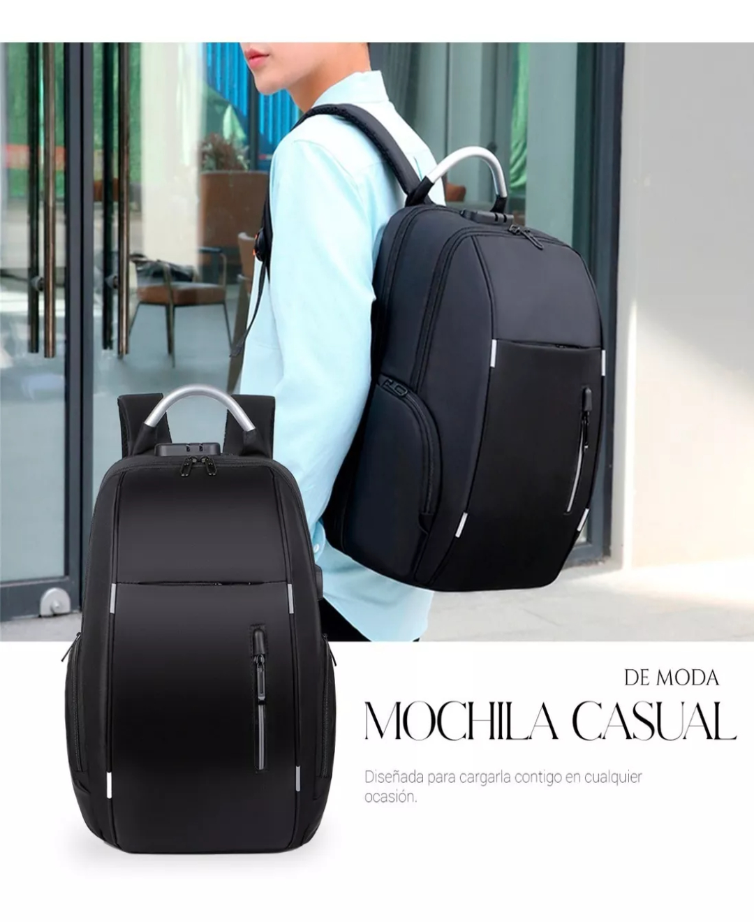 Mochila Antirrobo De Gran Capacidad Con Cargador Usb