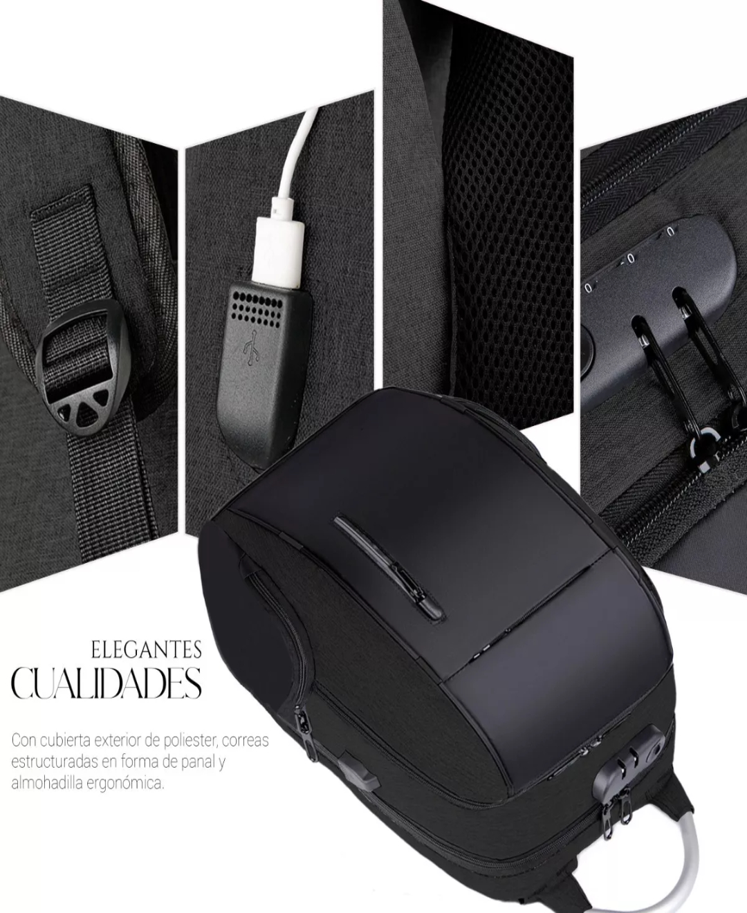 Mochila Antirrobo De Gran Capacidad Con Cargador Usb