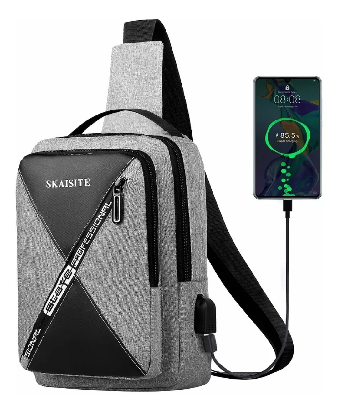 Mochila Bandolera Cruzada Pechera Cruzada De Hombro Bolsa Con Puerto De Carga Usb.