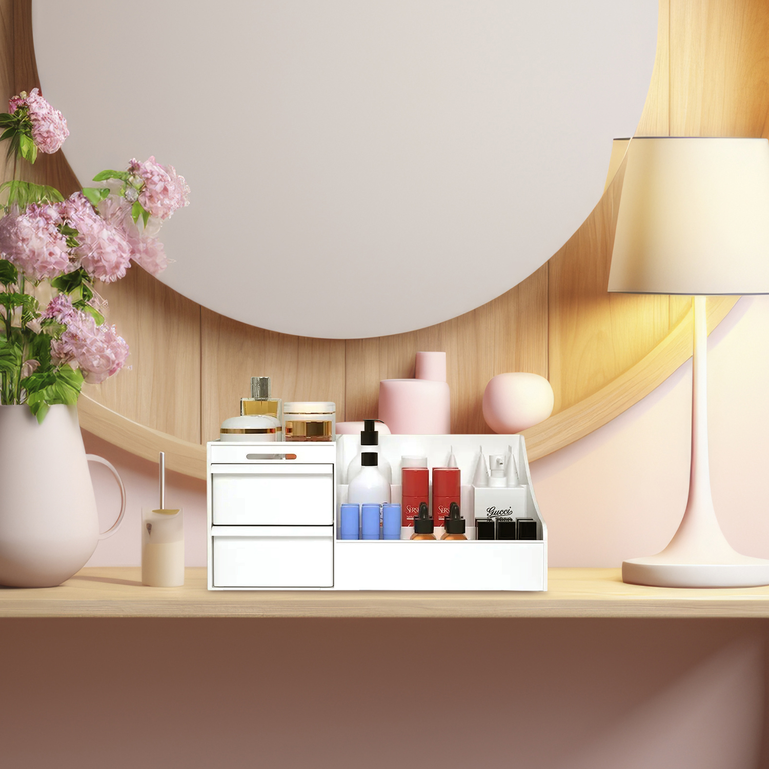 Organizador de Maquillaje de Plastico con cajones de almacenamiento