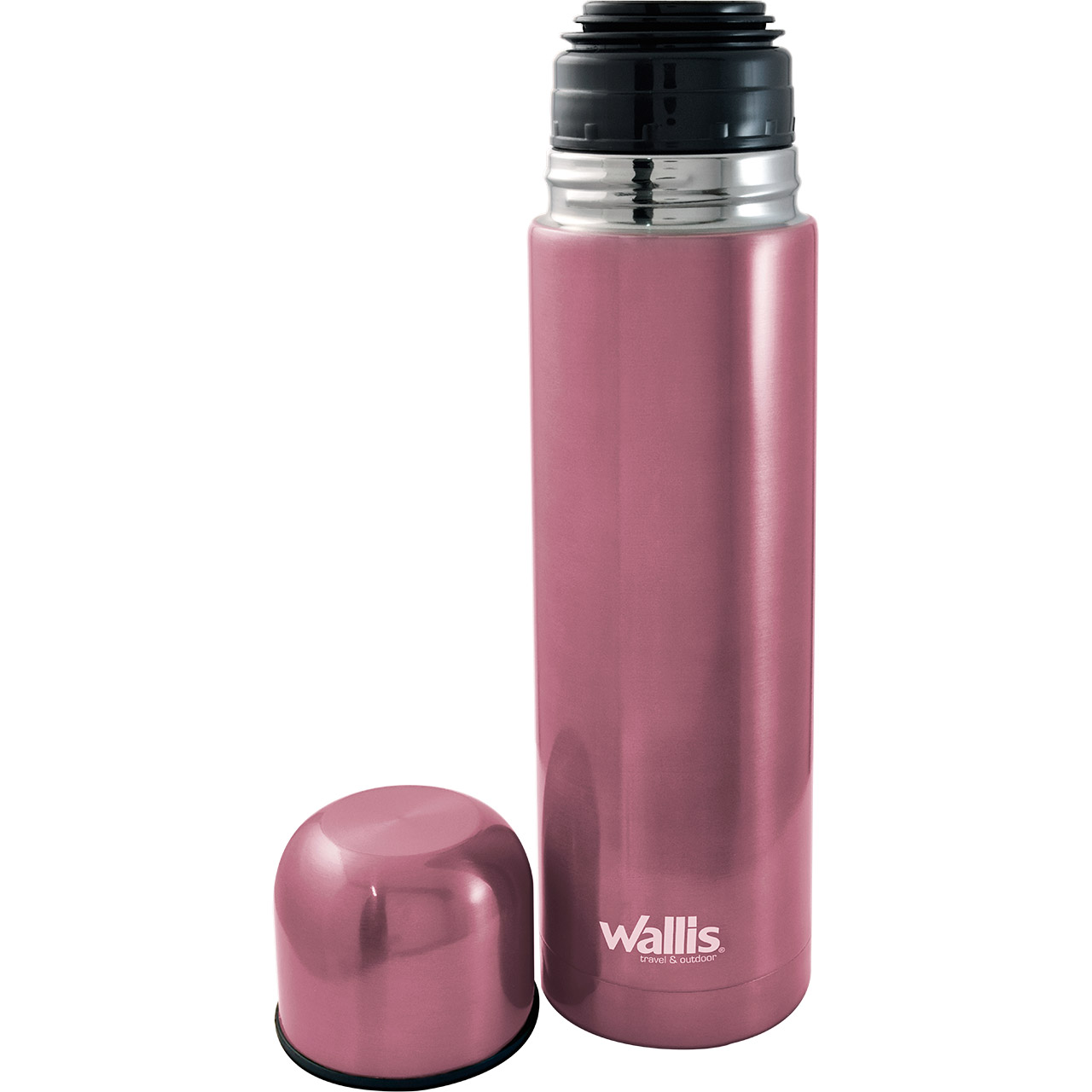 Termo acero inoxidable con válvula antiderrames, 500 ml, rosa metálico.