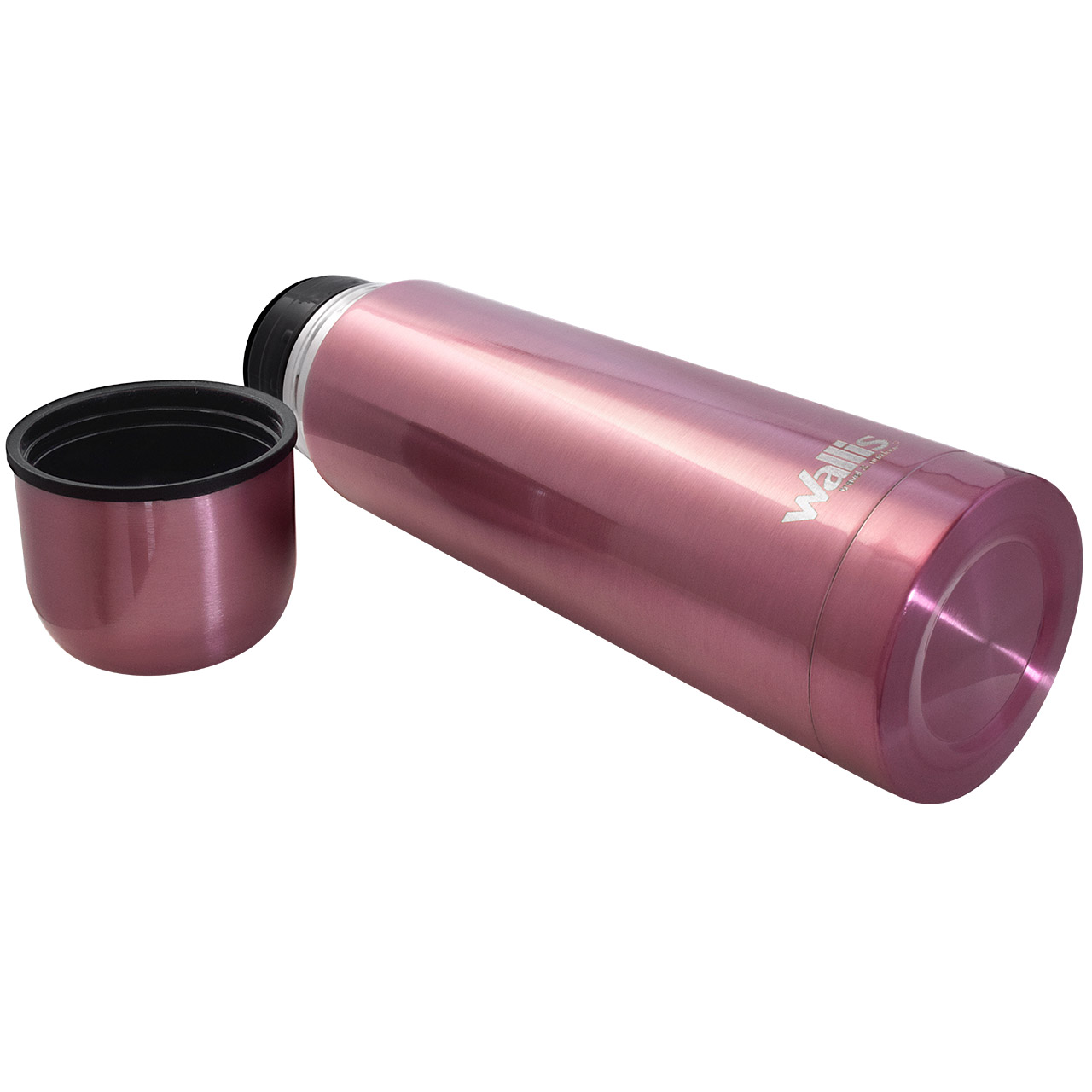 Termo acero inoxidable con válvula antiderrames, 500 ml, rosa metálico.