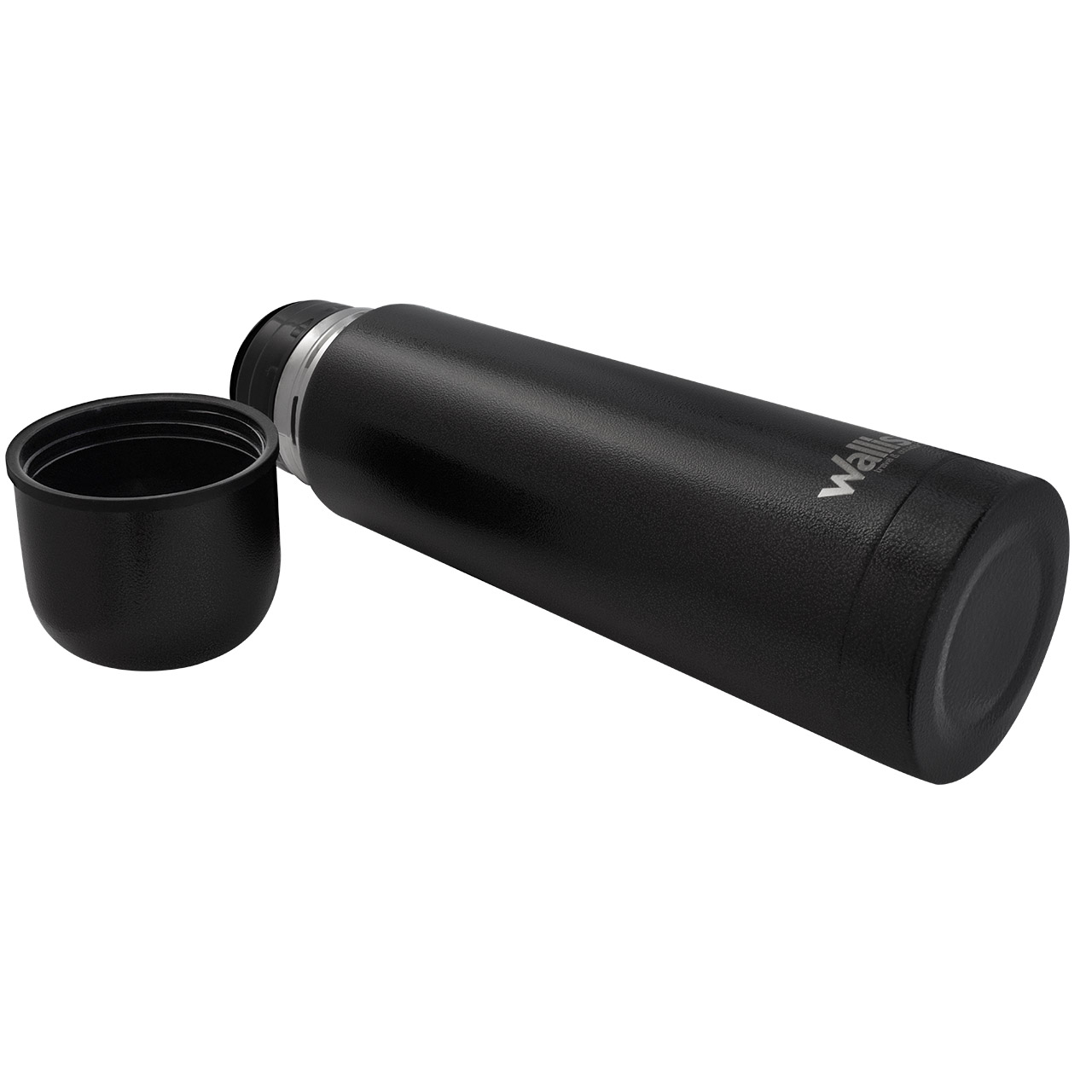 Termo acero inoxidable con válvula antiderrames, 500 ml, negro martillado.