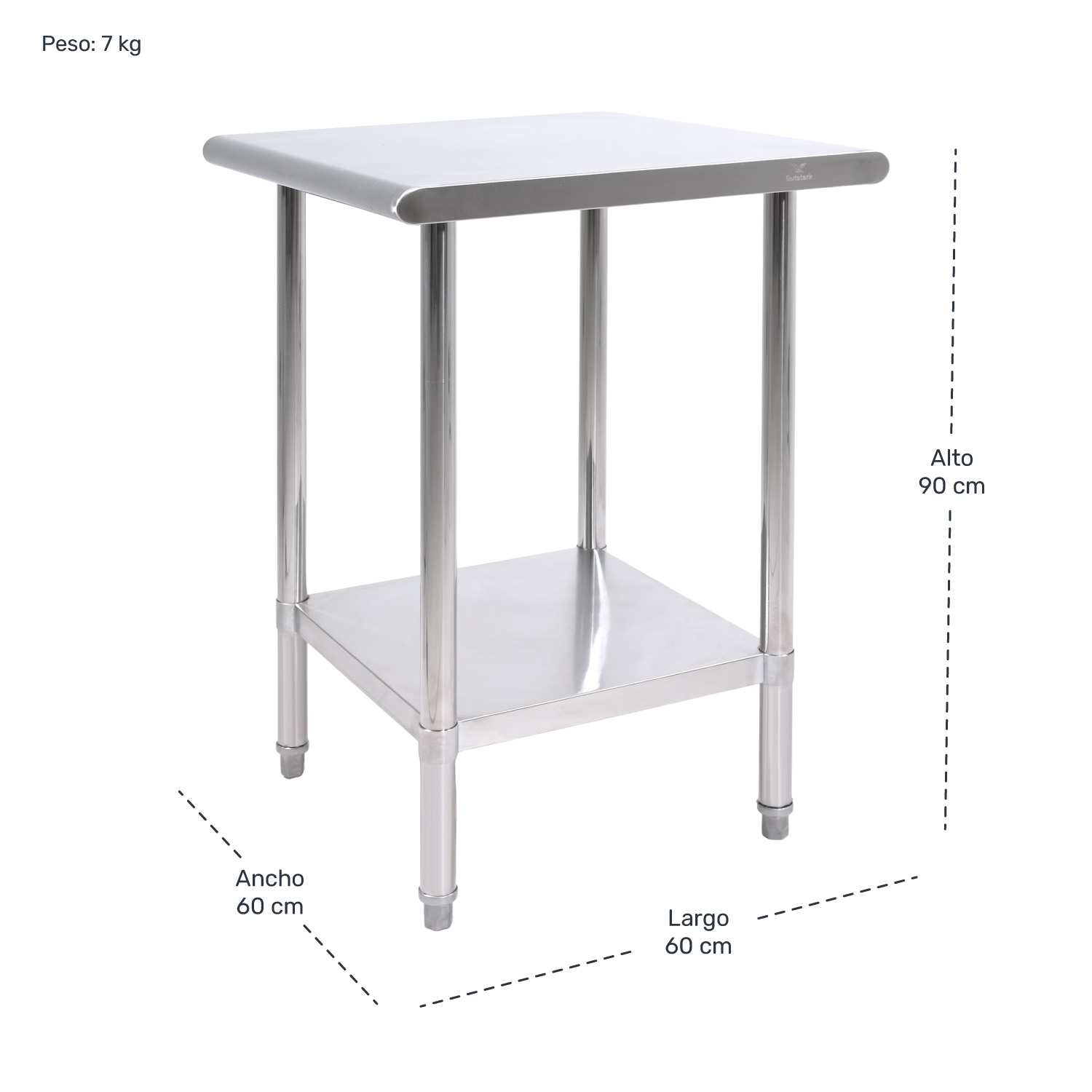 Mesa Isla Trabajo Acero Inoxidable Pasteur 60x60x90