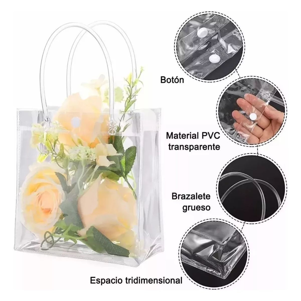 20 Bolsa Regalo Con Asa Transparentes Boda Bautizo Recuerdos