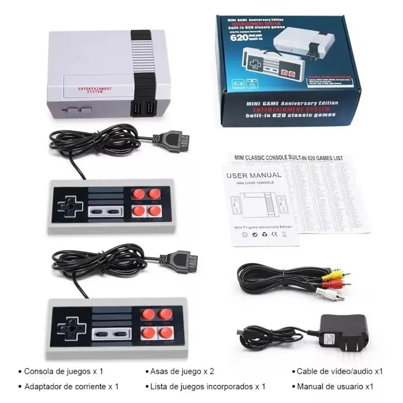 Consola Retro, Mini NES Retro, 620 Juegos Integrados con 2 Controladores Clásicos