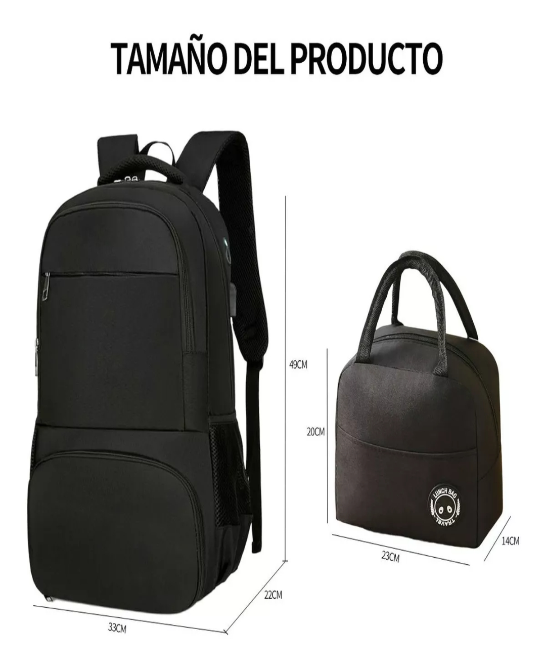 Bolsa De Almuerzo Impermeable Para Portátil Gran Capacidad Mochila De Gran Capacidad 15.6 Con Cargador Usb Con Loncheras Termicas