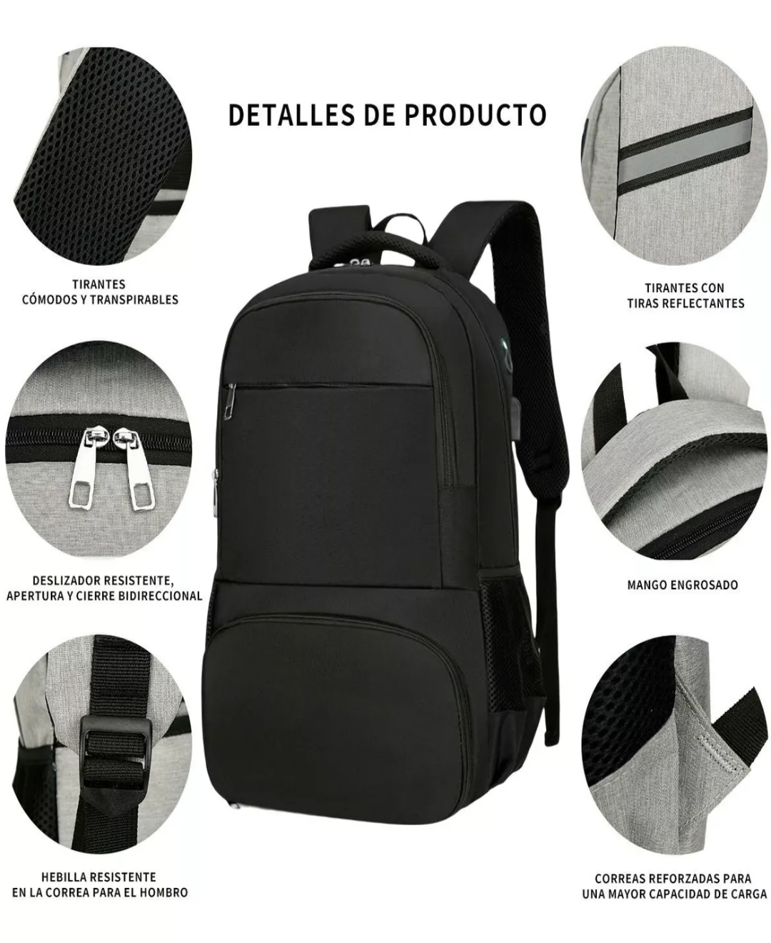Bolsa De Almuerzo Impermeable Para Portátil Gran Capacidad Mochila De Gran Capacidad 15.6 Con Cargador Usb Con Loncheras Termicas