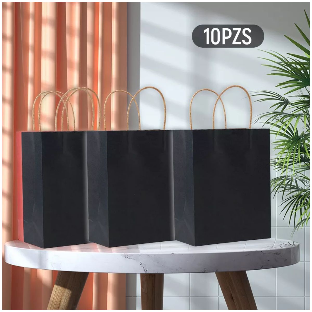 Bolsas Regalo Papel Kraft Bolsas De Dulces Ecológicas 10 Pcs NEGRO