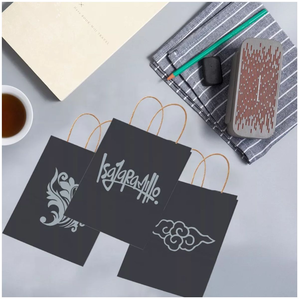 Bolsas Regalo Papel Kraft Bolsas De Dulces Ecológicas 10 Pcs NEGRO