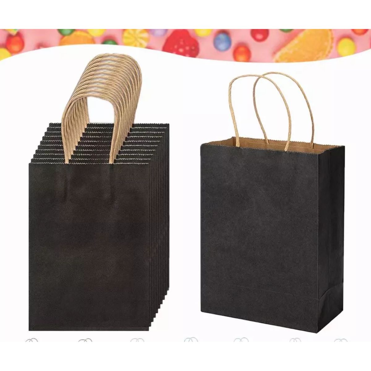Bolsas Regalo Papel Kraft Bolsas De Dulces Ecológicas 10 Pcs NEGRO