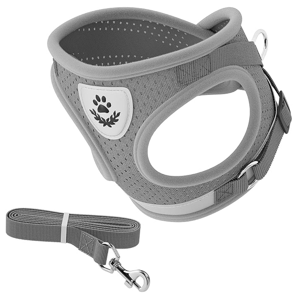 Arnés y Correa para Perro - Pechera para Perros Pequeños - Gris MEDIANA