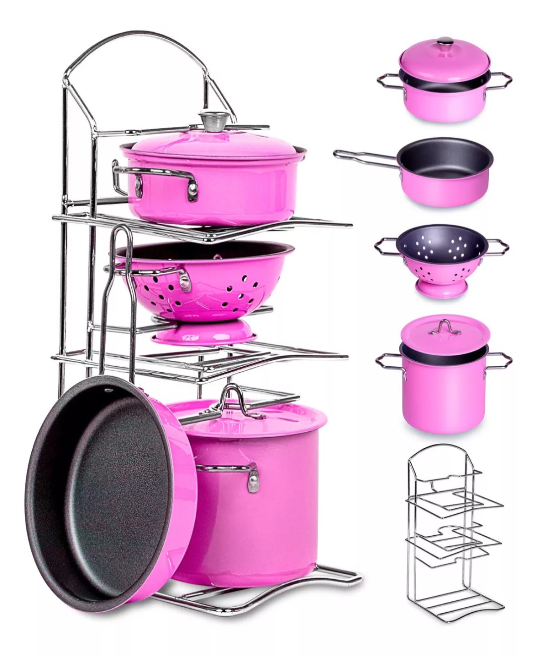 Set De Ollas Para Cocina De Juguete Color Rosa Para Niñas