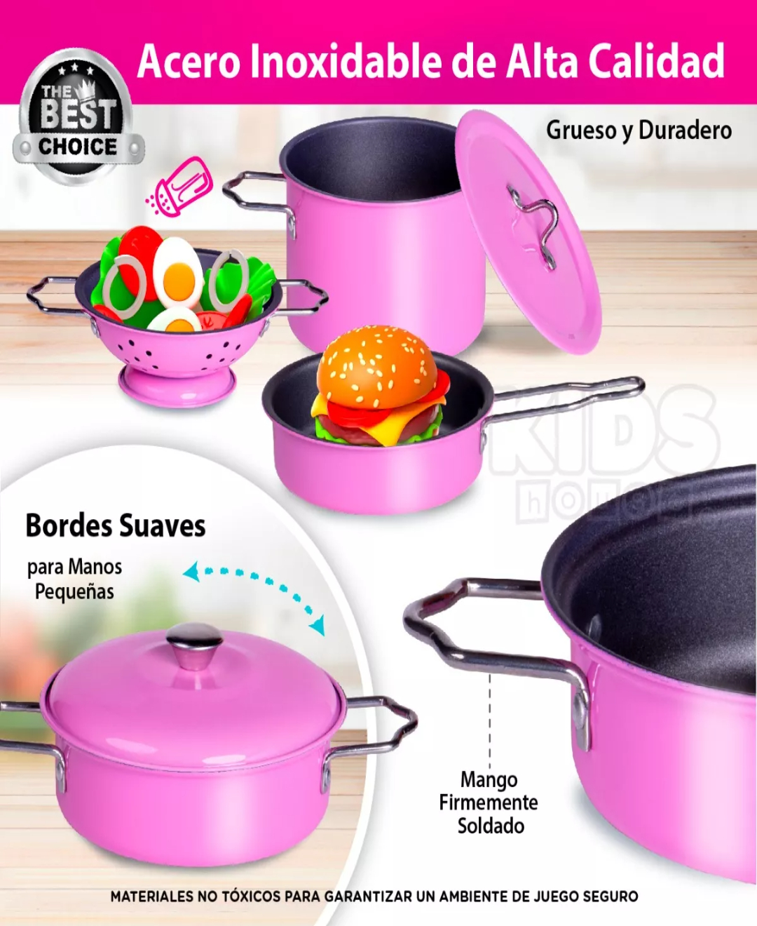 Set De Ollas Para Cocina De Juguete Color Rosa Para Niñas