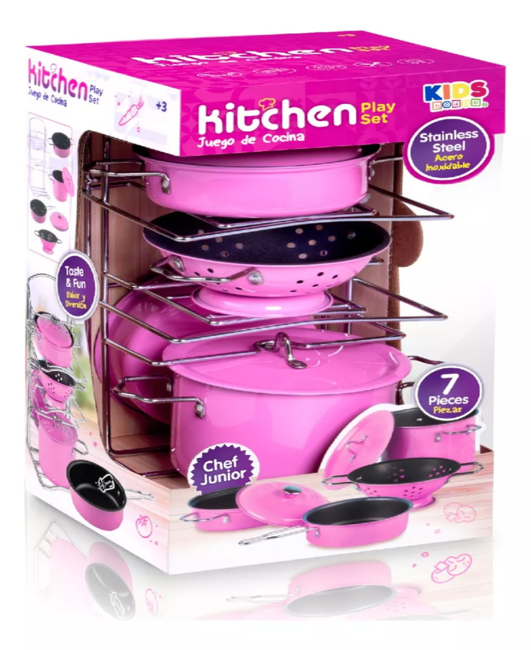 Set De Ollas Para Cocina De Juguete Color Rosa Para Niñas