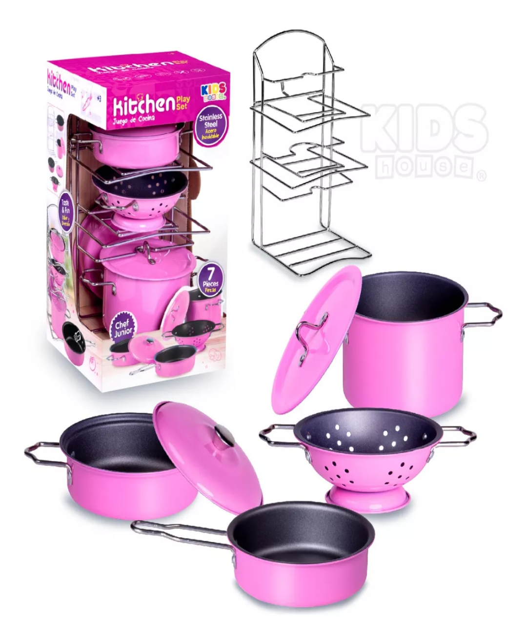 Set De Ollas Para Cocina De Juguete Color Rosa Para Niñas