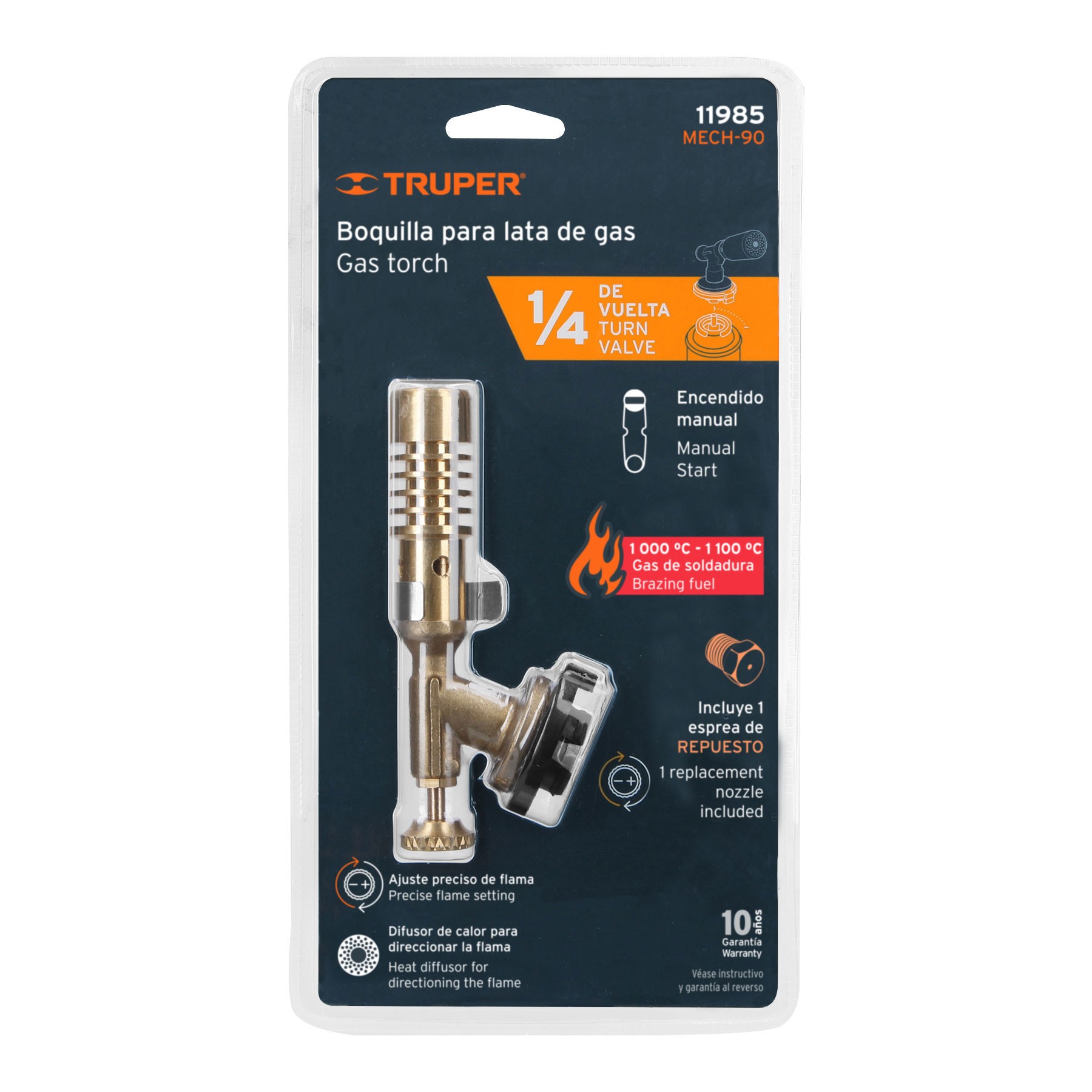 BOQUILLA PARA LATA DE GAS DE 1/4 DE VUELTA, TRUPER 11985