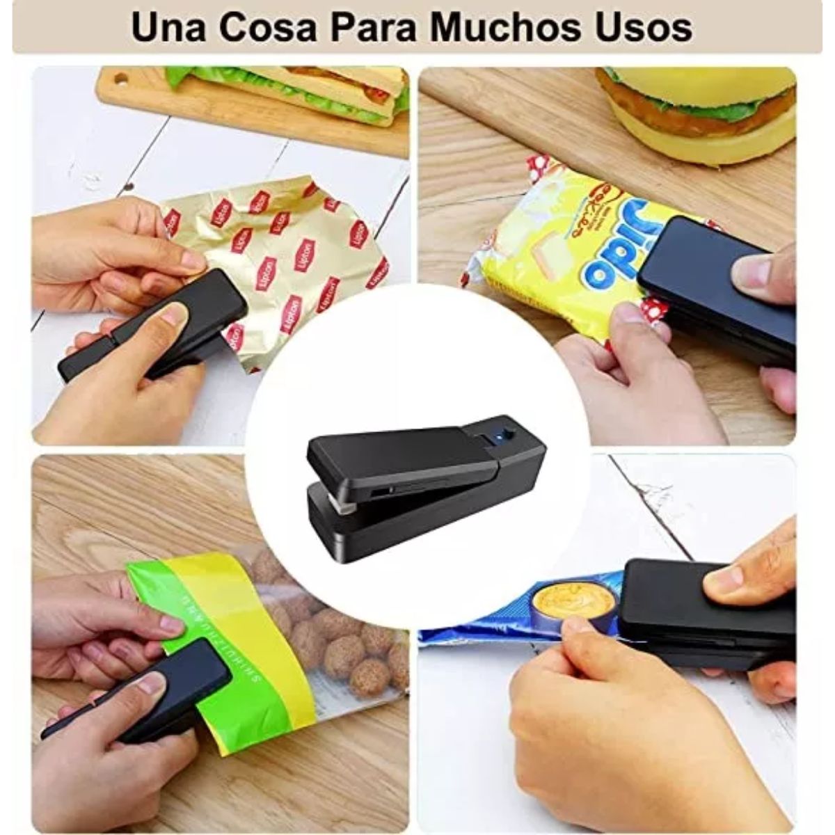 Máquina Selladora Bolsas Plásticas Mini Portátil Recargable Negro