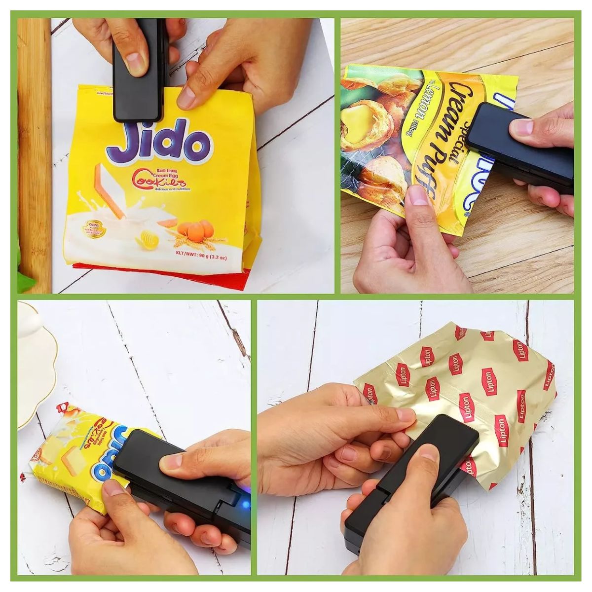 Máquina Selladora Bolsas Plásticas Mini Portátil Recargable Negro